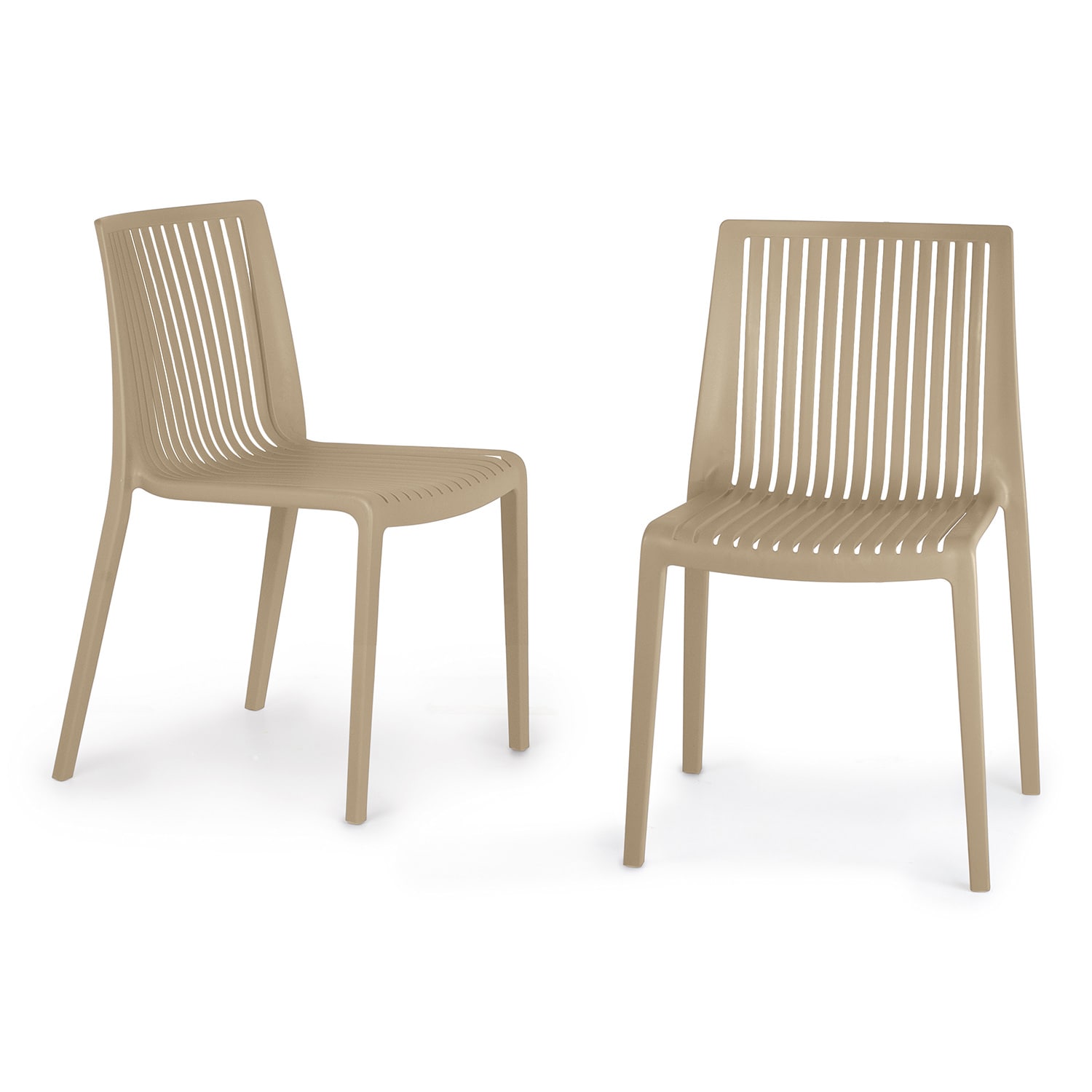World Rug Gallery CO8054TAUPE2 SeriesW1 Set of 2 Stackable Taupe Resin Frame Stationary Dining Chair with Solid Seat