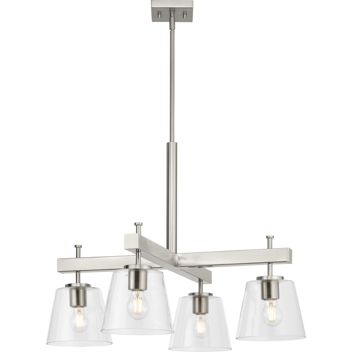 Progress Lighting P400299-009 Saffert 4-Light Brushed Nickel Transitional Dry Rated Chandelier