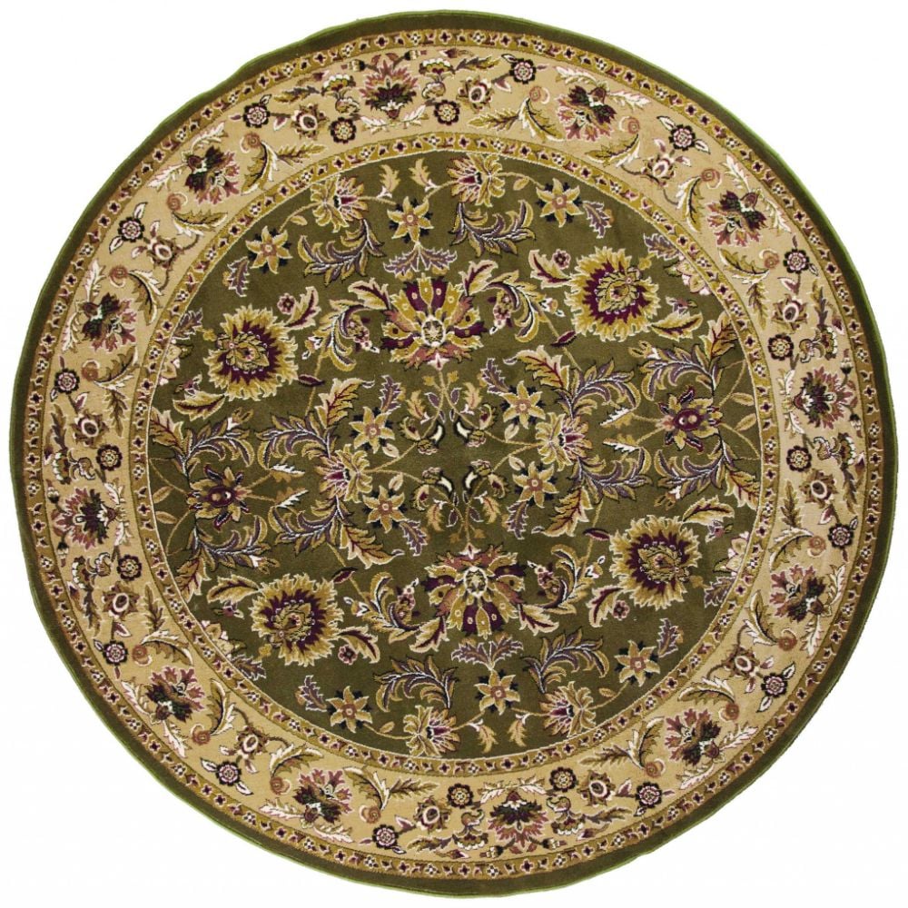 HomeRoots 352857 Bernadette 7 X 7 (ft) Rag Green Taupe Octagonal Indoor Border Area Rug