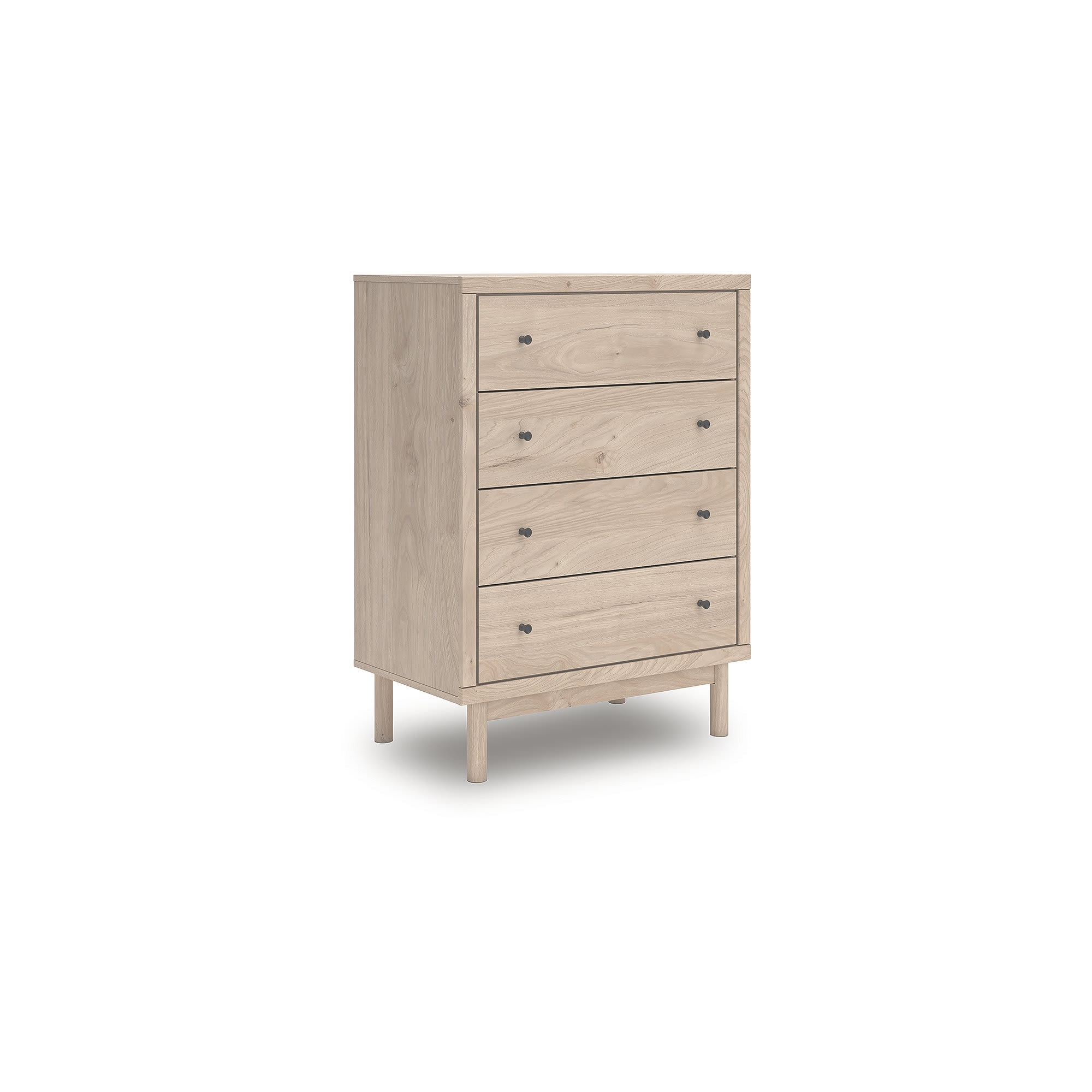 Signature Design by Ashley NCB1566-244 Birkmore Light Oak Four Drawer Chest with Black Hardware and Smooth Glides