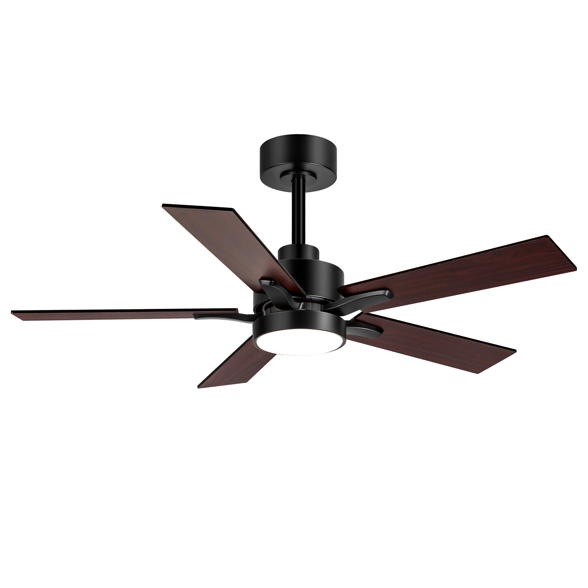 42-Inch Matte Black and Dark Brown 5-Blade Ceiling Fan with LED Light and Remote