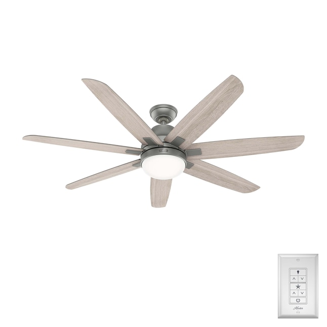 Hunter Wilder 60-in Matte Silver LED Indoor Ceiling Fan with Light  Wall-mounted Remote (7-Blade) in the Ceiling Fans department at Lowes.com
