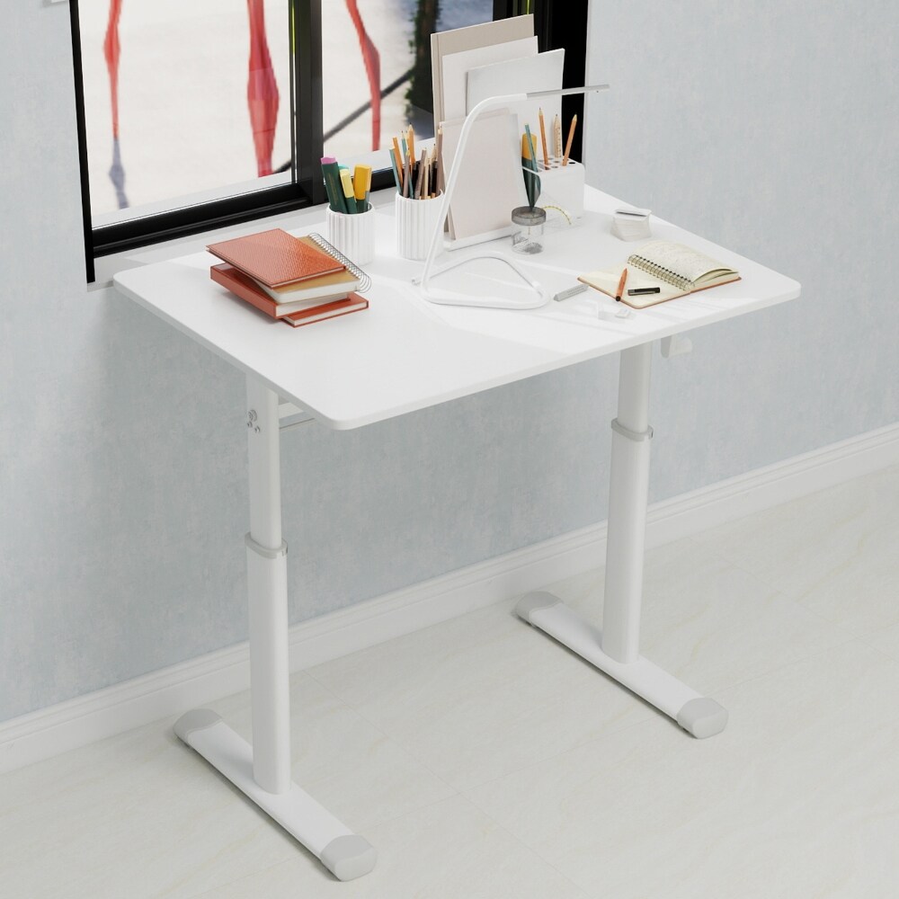 Wooakway 33 Inch Adjustable Height Study Desk Compact Multifunctional ...