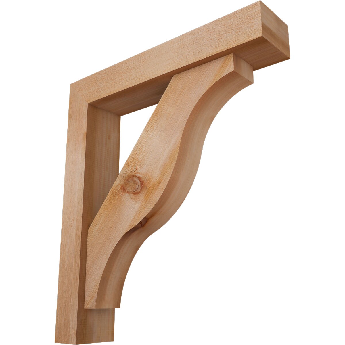 Ekena Millwork 1462256 Funston Block Rough Sawn Bracket with Offset Brace 6-in x 30-in x 34-in Western red cedar Brown Wood Standard bracket