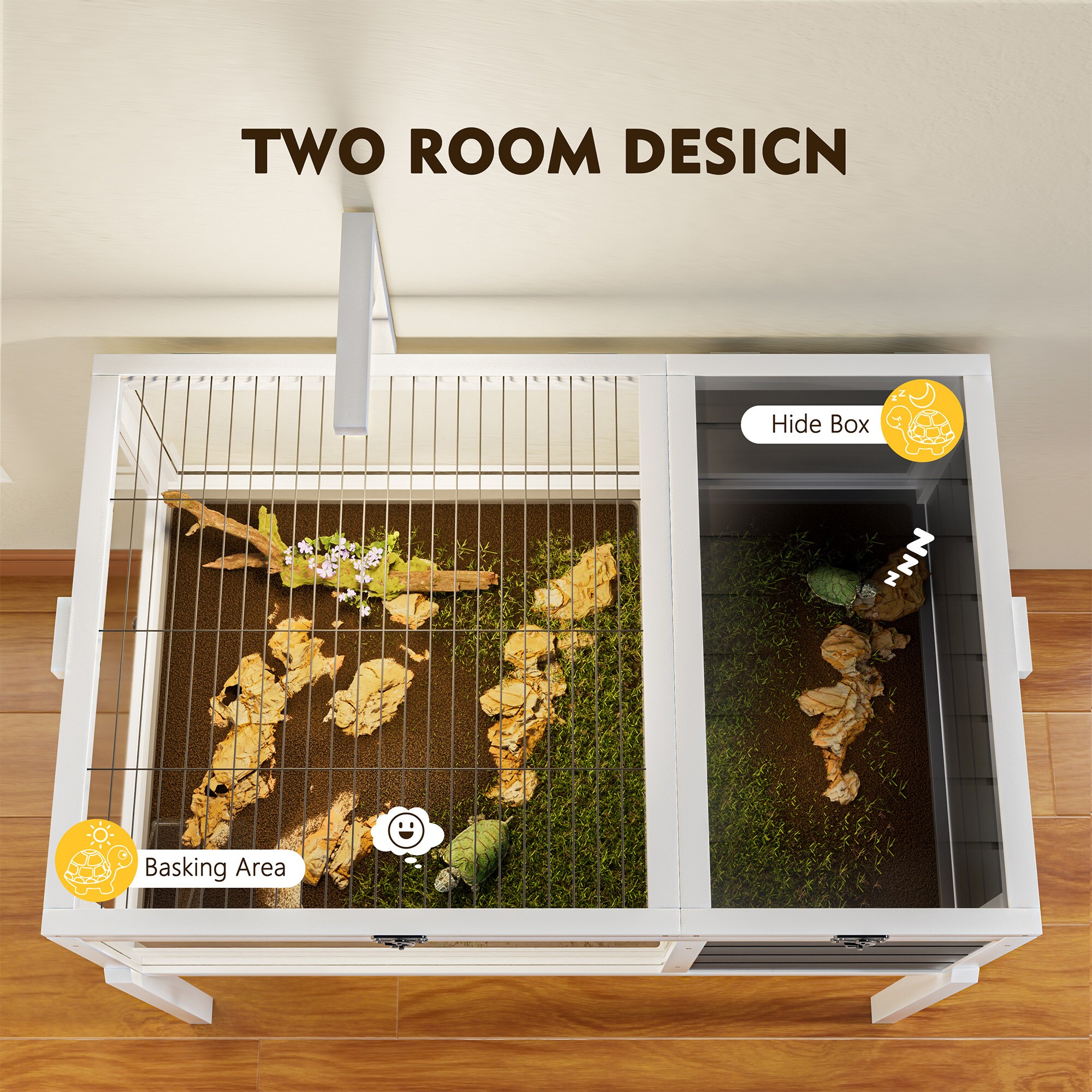 Tinyhomie Reptile Habitat Tortoise House with Lamp Holder Observation ...