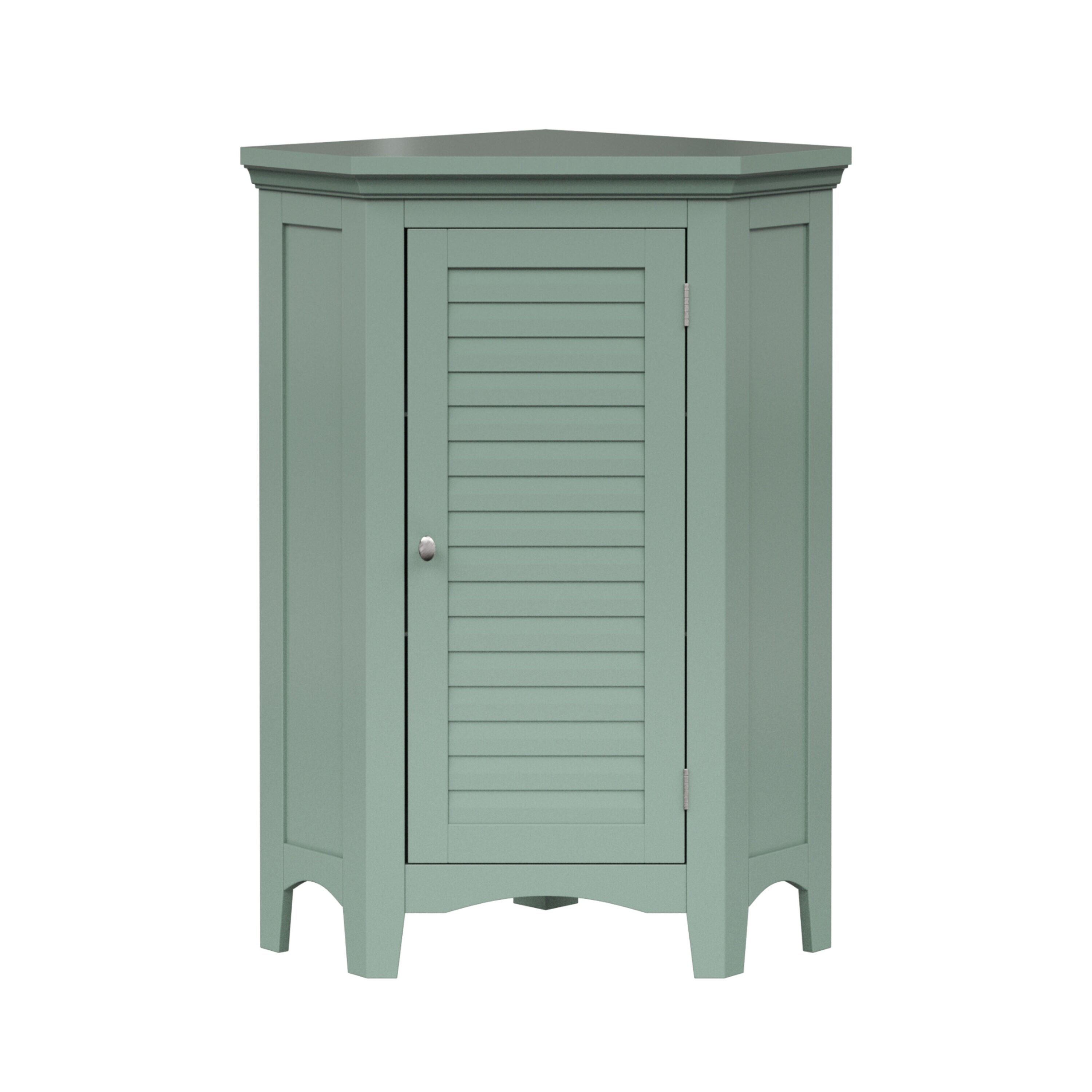 Teamson Home ELG-586SG 24.92-in x 32.17-in x 17.05-in Sage Green Freestanding Corner Linen Cabinet
