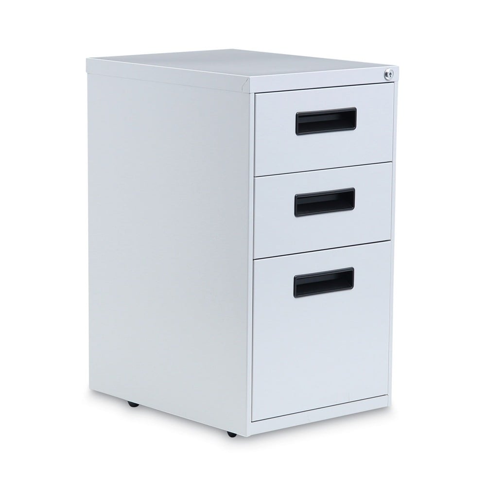 Alera ALENPABBFLG 3-Drawer File Pedestal for Legal and Letter Size Documents - Light Gray