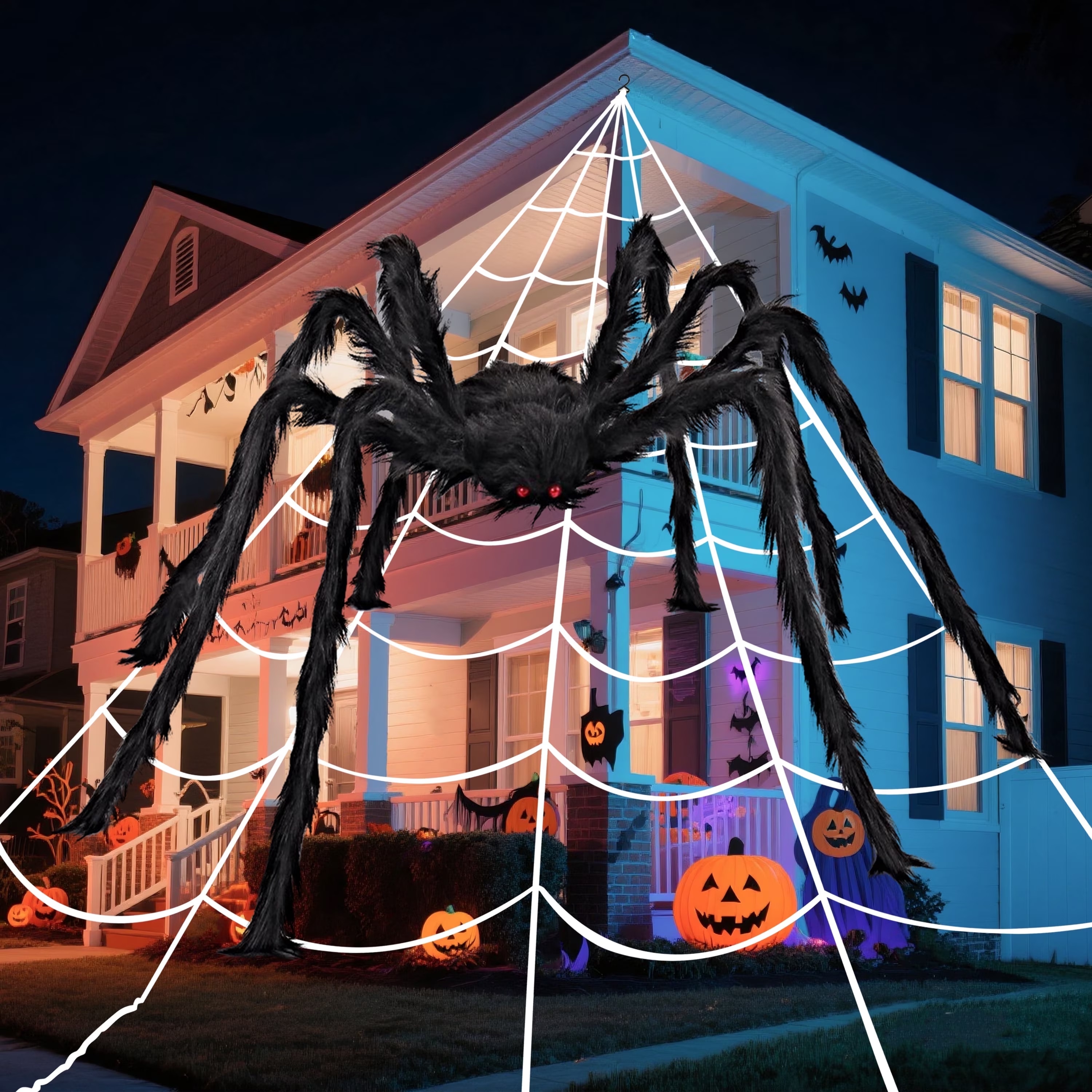 Joyfy  Halloween Spider Web and 59'' Giant Spider