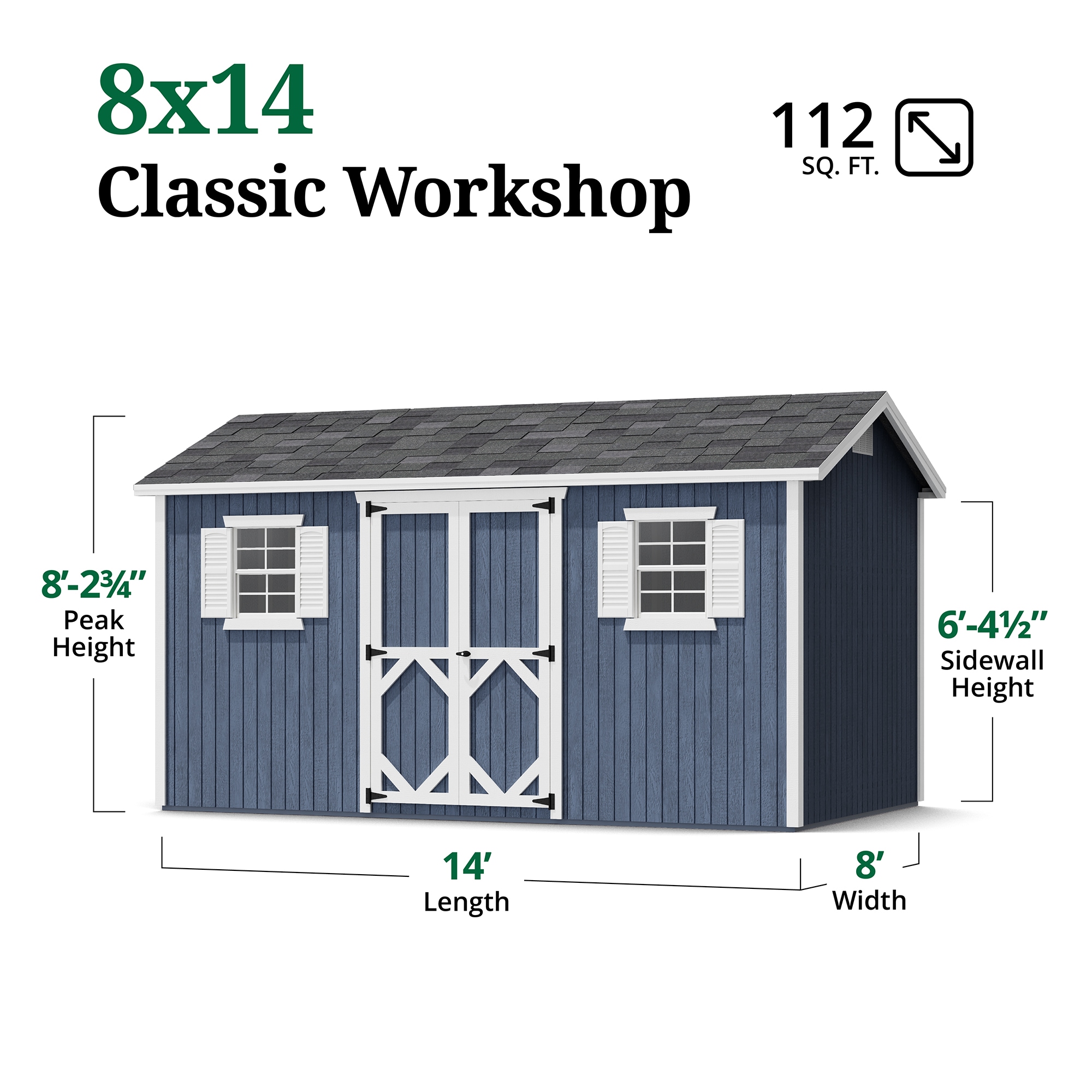 Little Cottage Co 8X14 CWS-PC Wood-Storage-Buildings - View #3