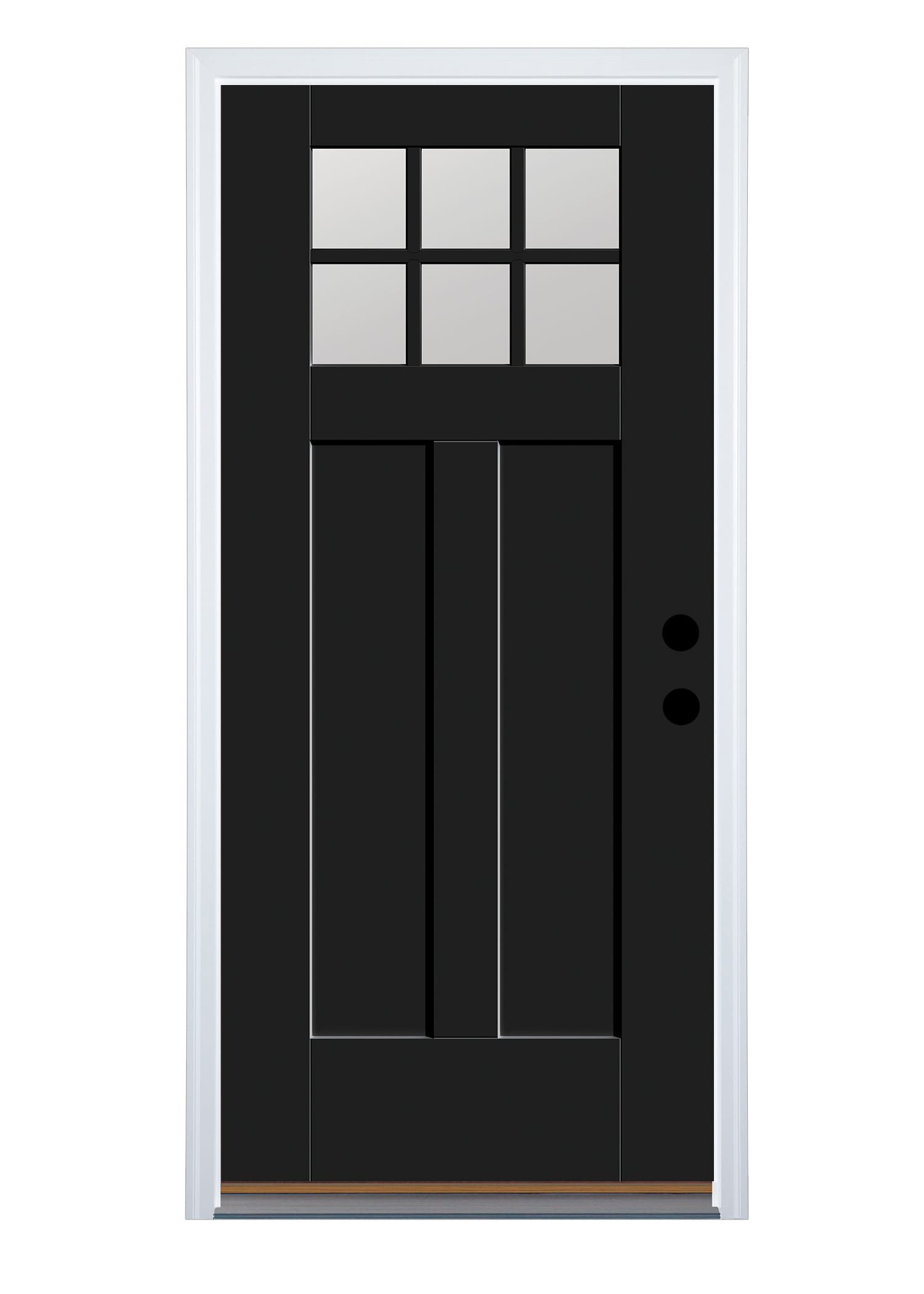 Therma-Tru Benchmark Doors Shaker 32-in x 80-in Fiberglass Craftsman Left-Hand Inswing Black Painted Prehung Single Front Door with Brickmould -  TTB640018SOS