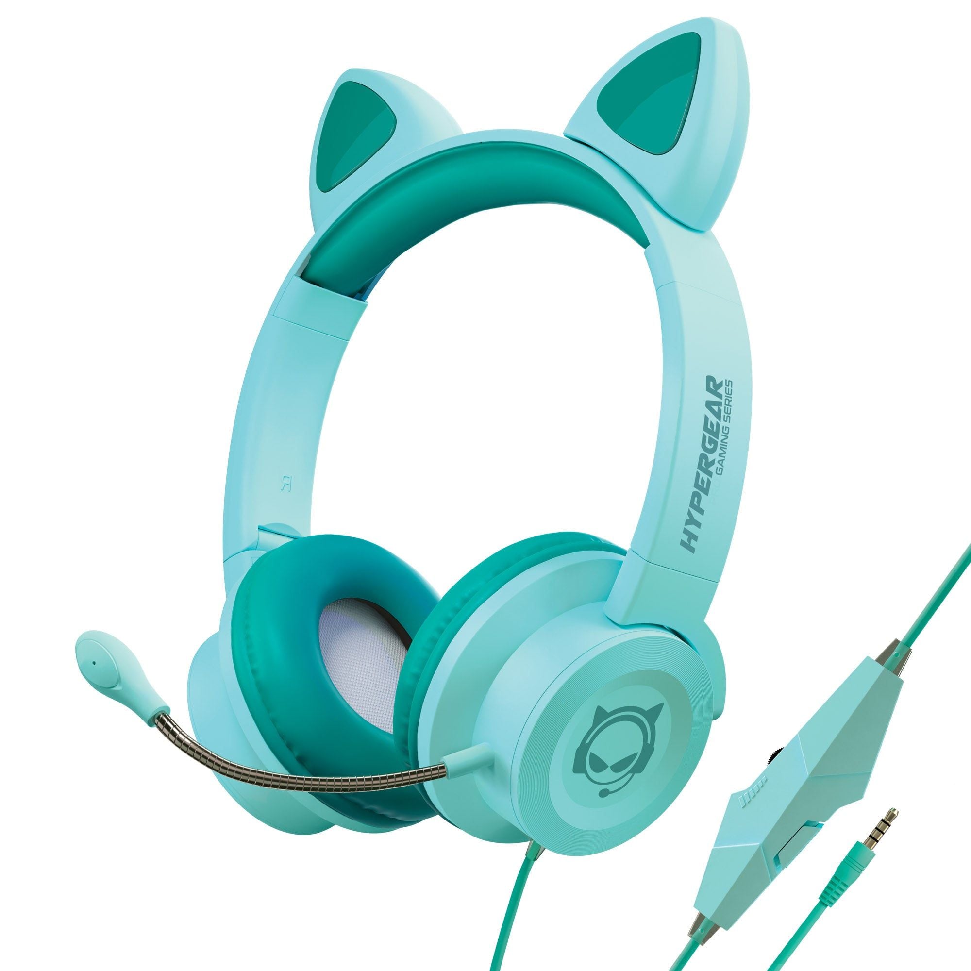 BEARSOLIM Cute Cat Ear Kids Headset Comfortable Wired Gaming Headphone with Foldable Design Volume Control
