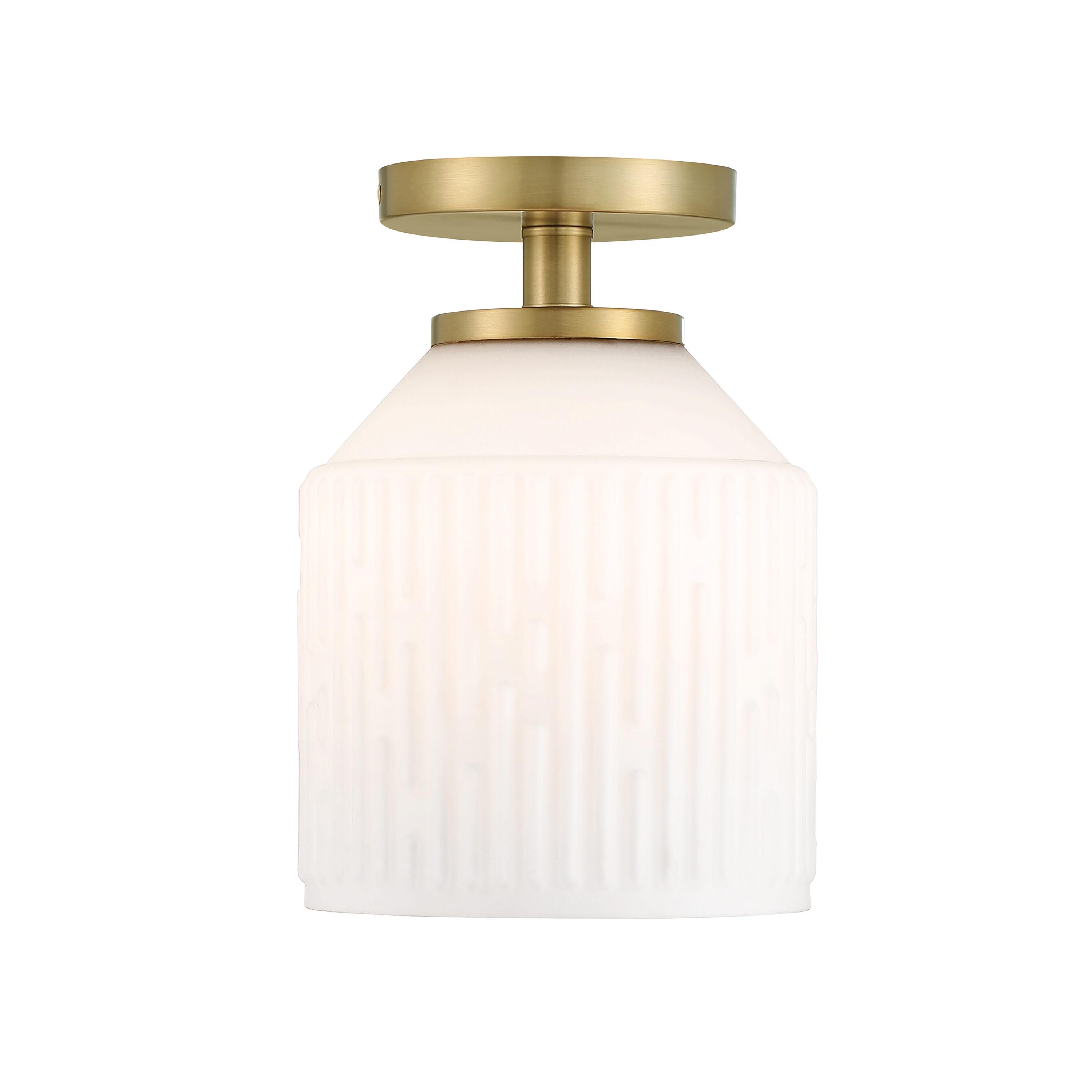 Ele Sculptural Glass Shade Semi-Flush Light in Brushed Gold