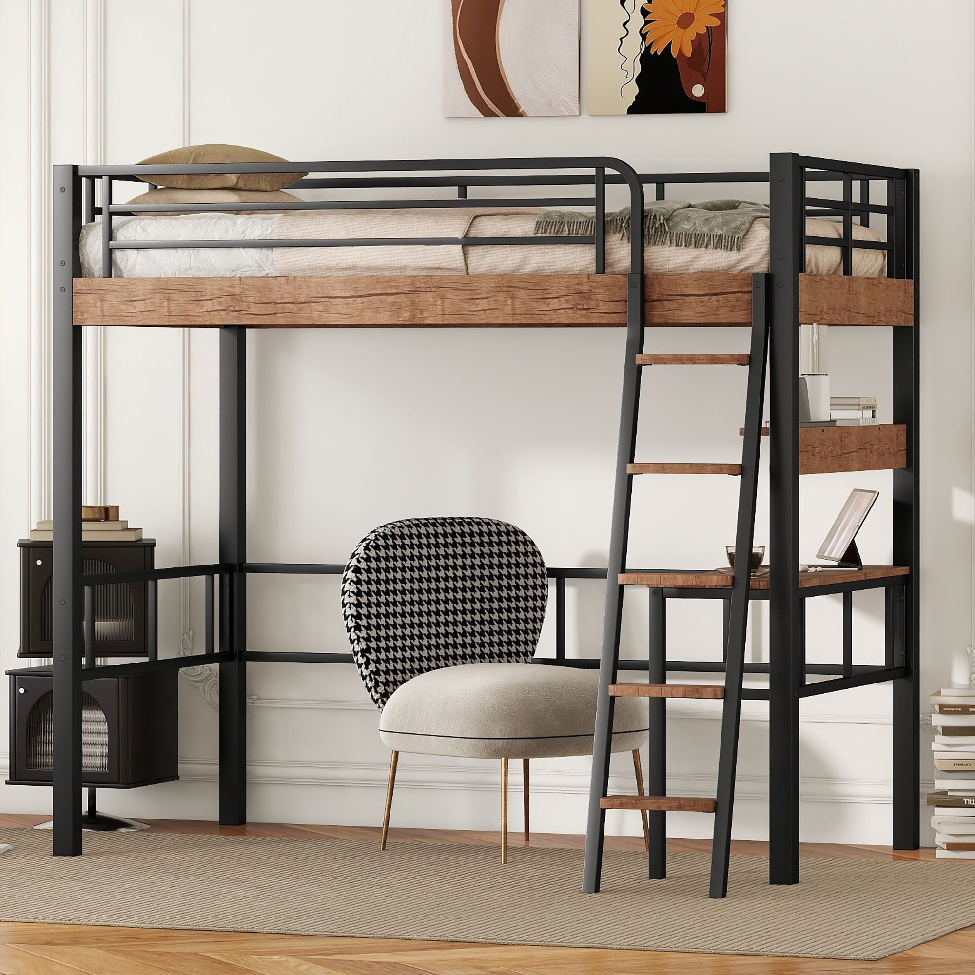 Yiekholo LL-1771AAB Black Twin loft Bunk Bed
