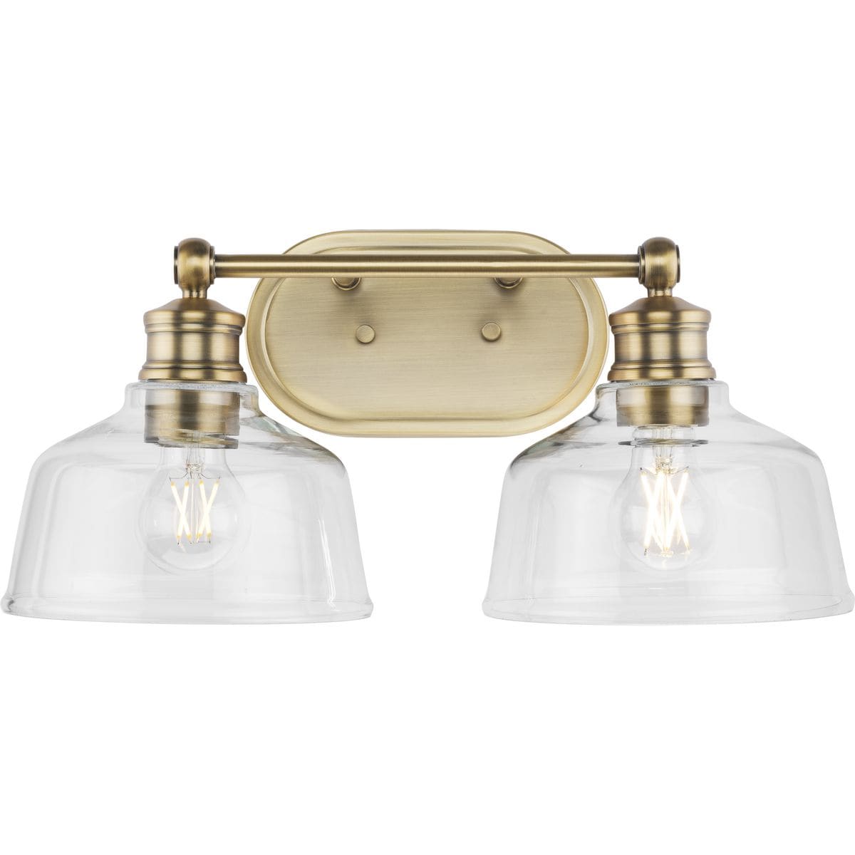 Progress Lighting Singleton 17-in 2-Light Vintage Brass Farmhouse ...