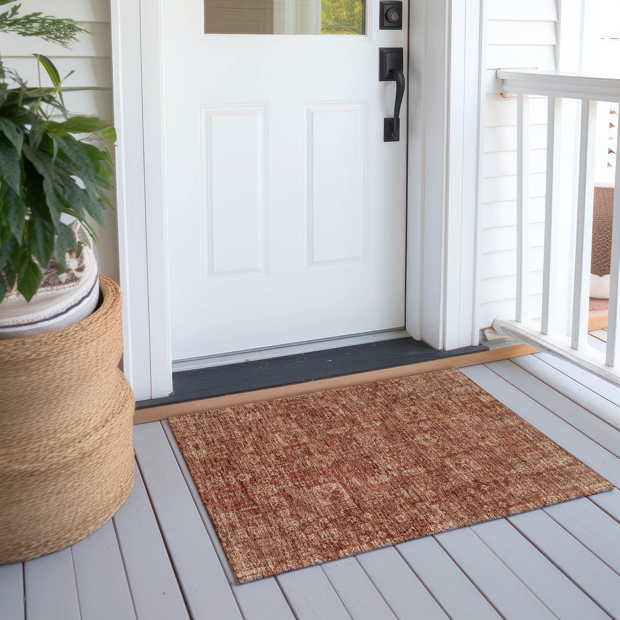 Paprika Rectangular Synthetic Flat Woven Rug 1'8" x 2'6"