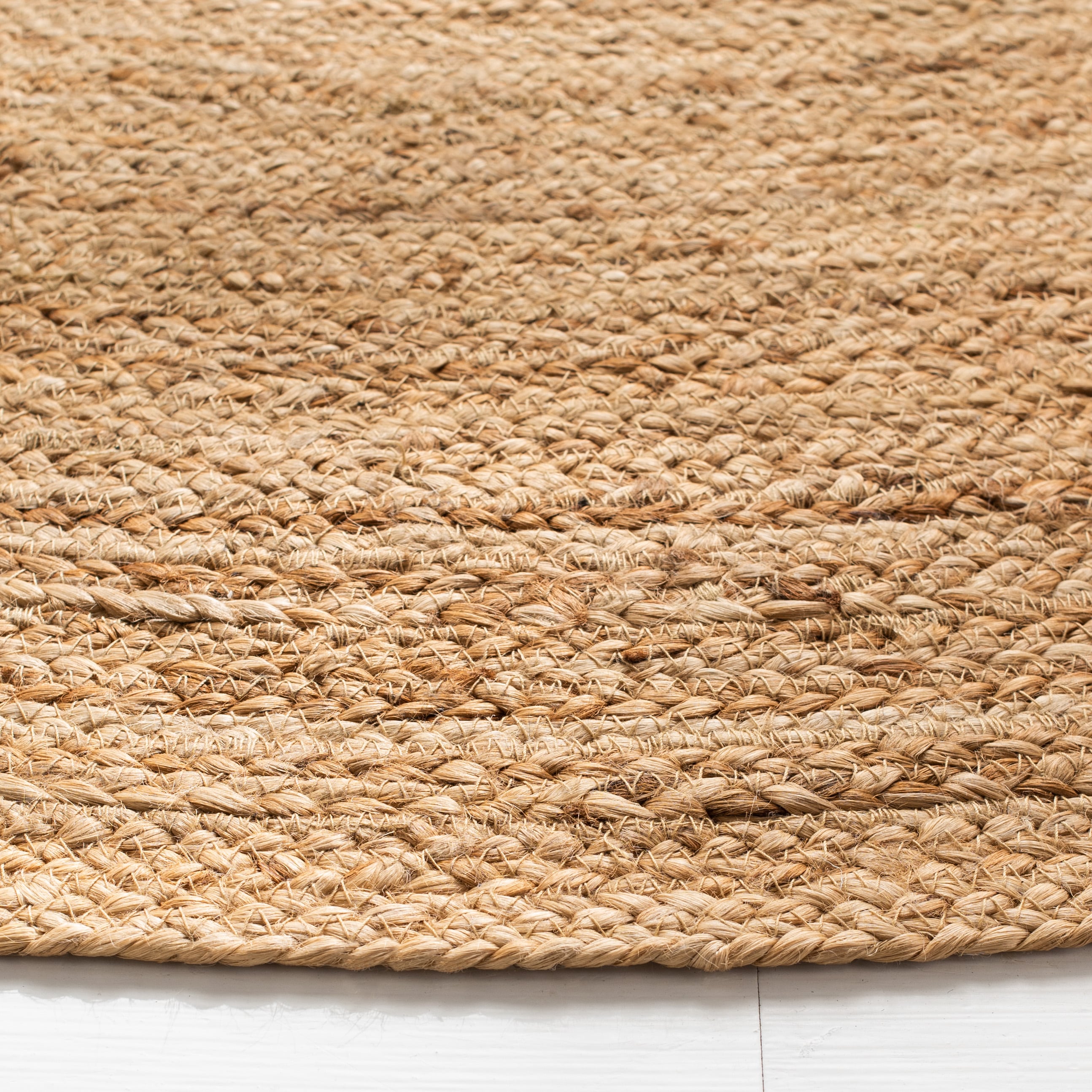 Natural Round Hand-Knotted Jute Rug, 4' x 4'