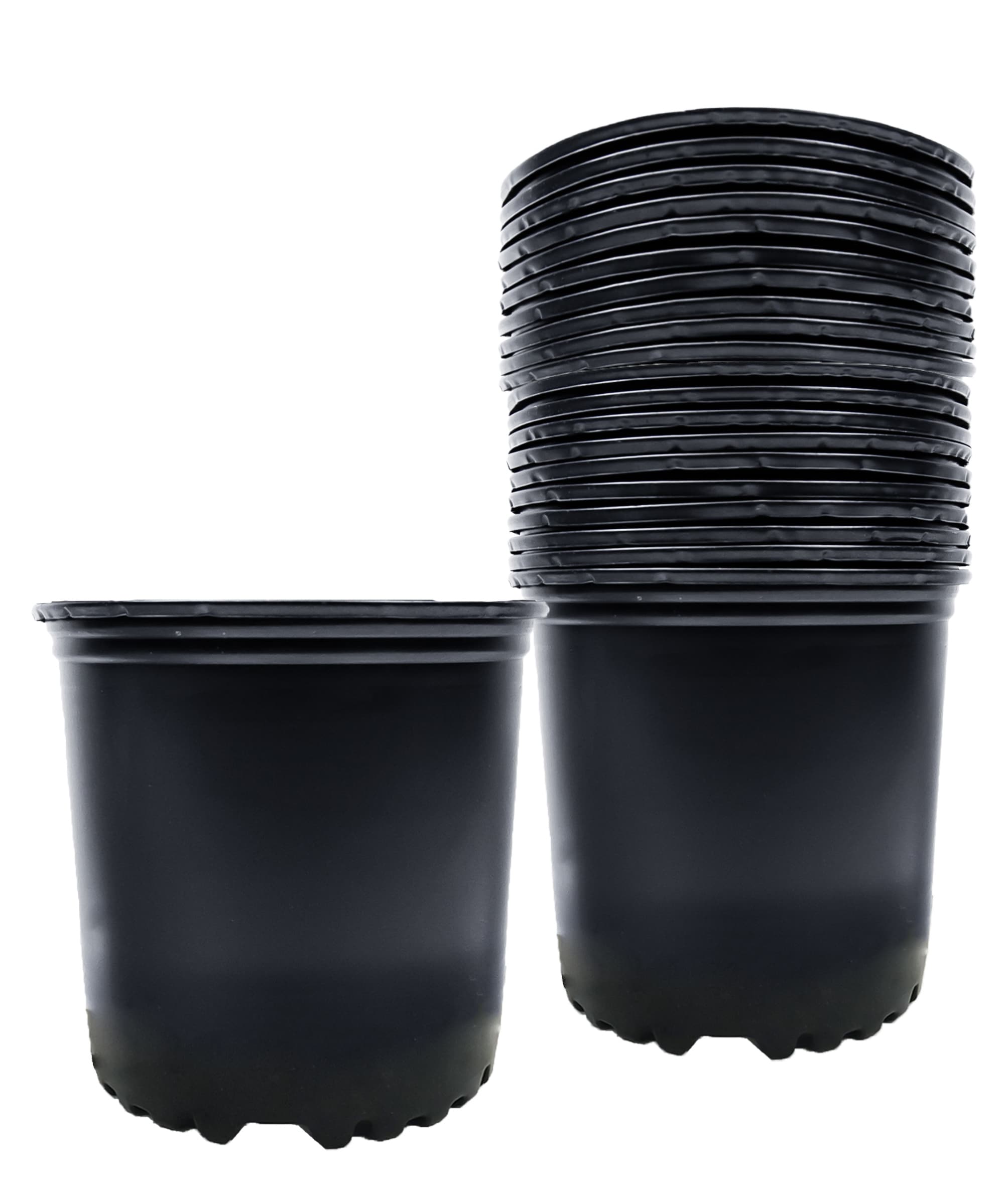 Viagrow VHPP100-20 20 -Pack Round 7.5-in W Small Black HDPE Indoor/Outdoor Nursery planter with Drainage Holes