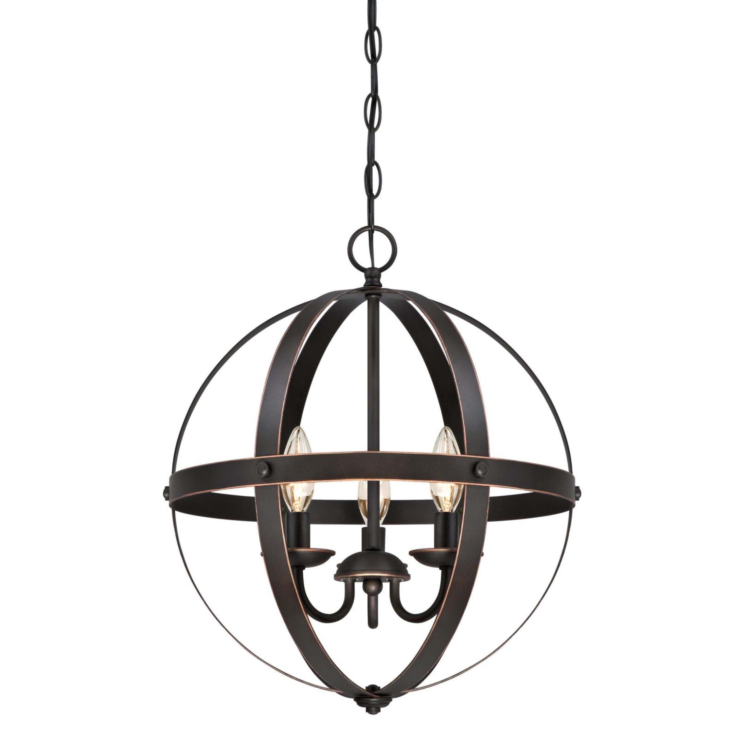 Westinghouse Lighting Westinghouse Stella Mira Three-Light Indoor Chandelier, Oil Rubbed Bronze Finish with Highlights with Metal Cage Shade