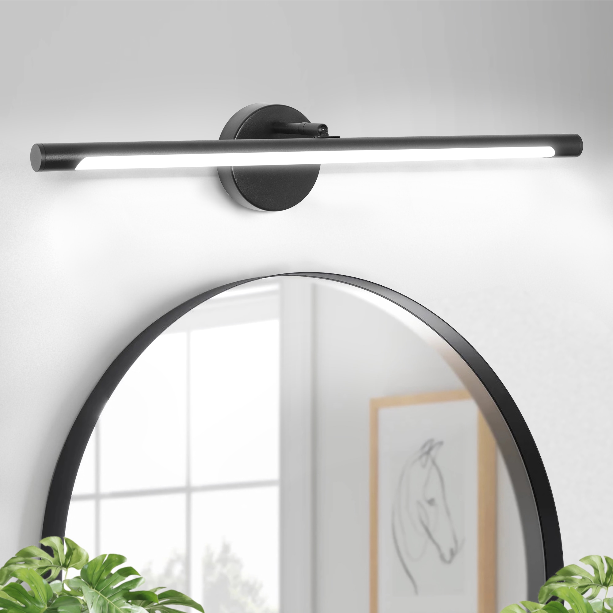 LamQee 06FTL0323ABK Vanity Lights for Mirror 23.6-in 1 -Light Matte Black Integrated LED Modern/contemporary Vanity light bar