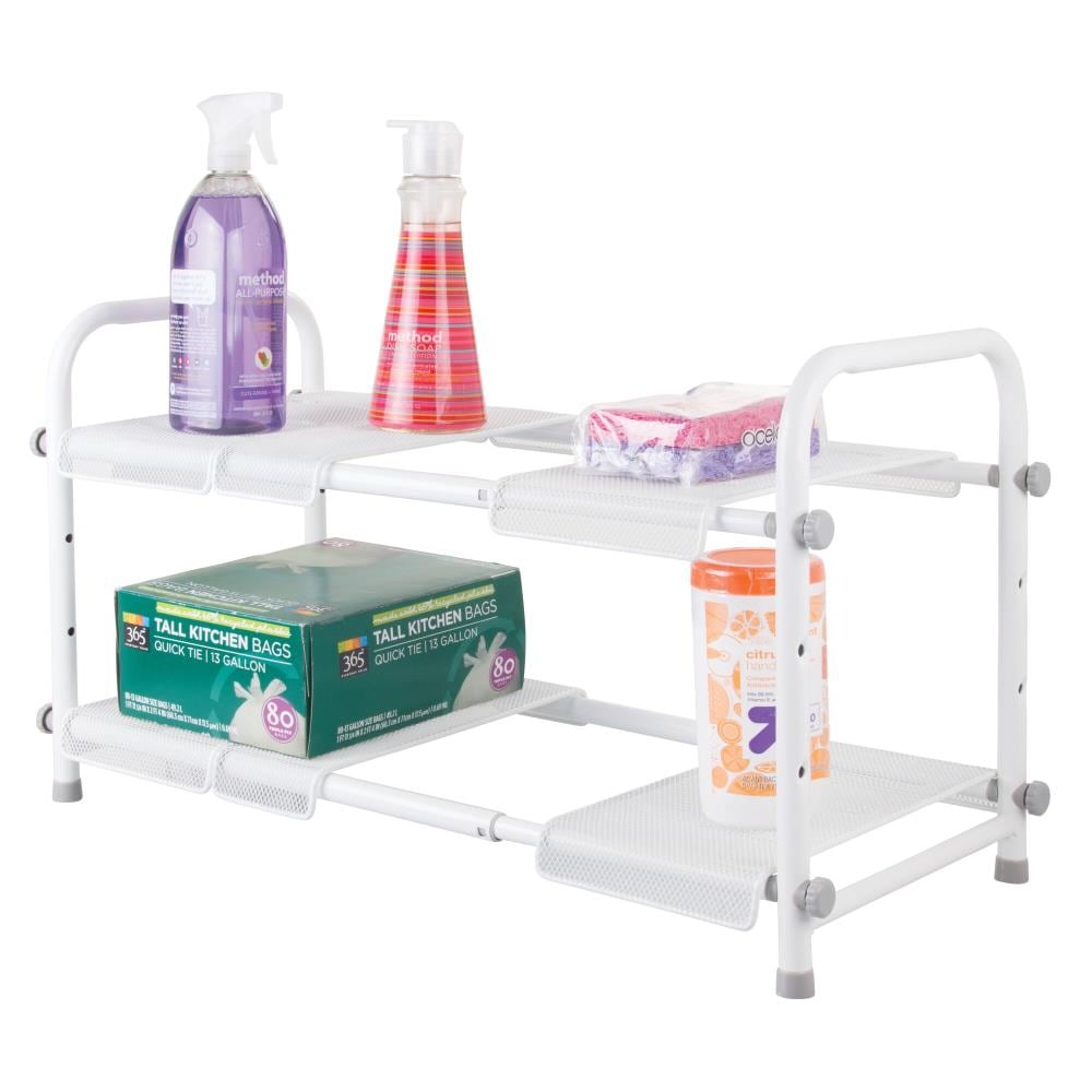 2 Pack Simple Houseware 2 Tier Can Rack, Silver 