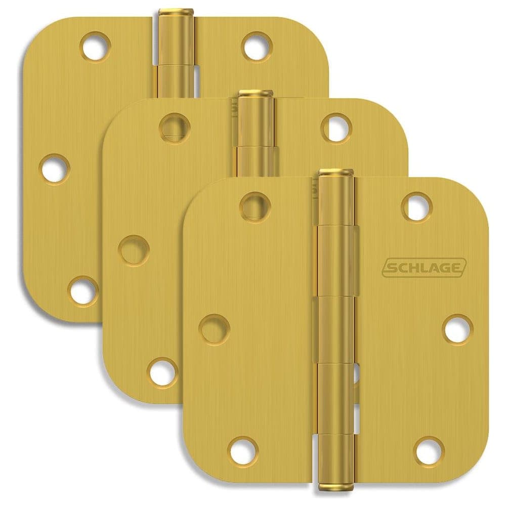 Schlage  1011 Pack of Three 3.5 Inch x 3.5 Inch Plain Bearing 5/8 Inch Radius Corner Mortise Hinges