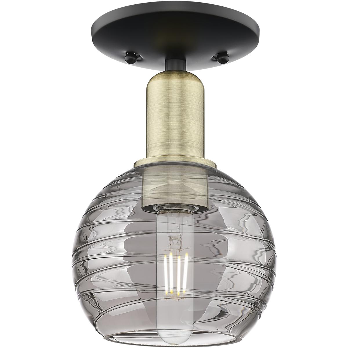 Innovations Lighting - 716-1C-BAB-G1213-6SM Athens Deco Swirl Semi-Flush Mount Black Antique Brass