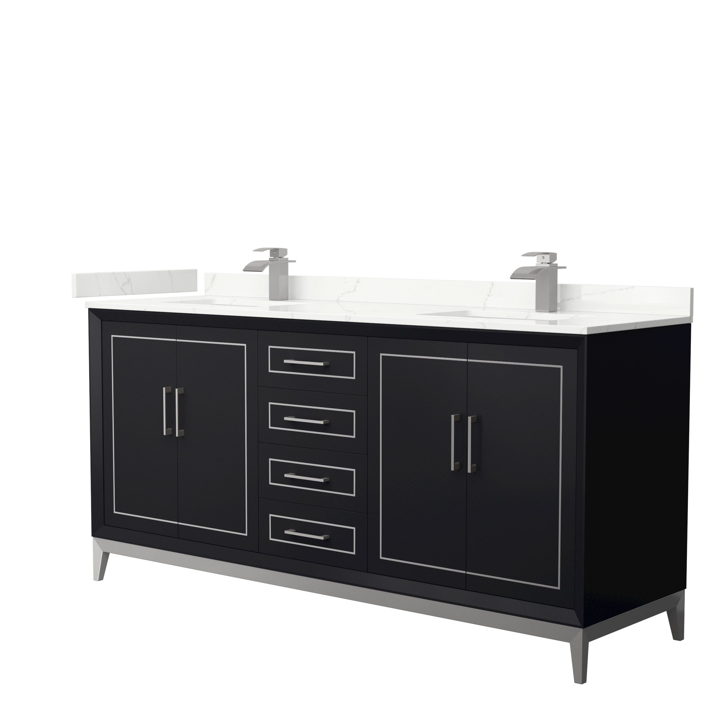 Wyndham Collection WCH515172DBKGTUNSMXX Marlena 72-in Black Undermount Double Sink Bathroom Vanity with Giotto Quartz Top