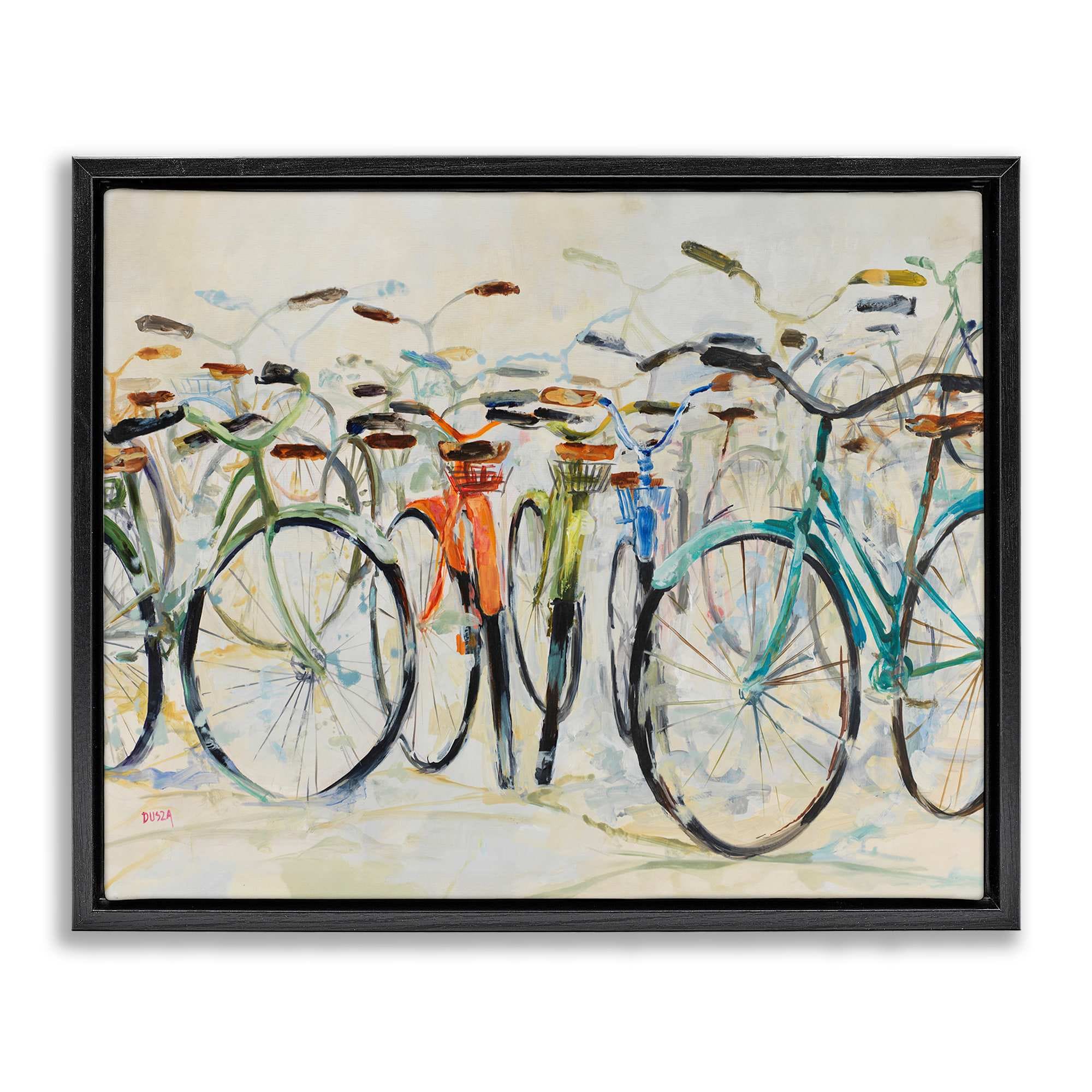 Stupell Industries BS-801-FFB-16X20 Abstract Expressive Bicycles Black Framed Floater Canvas Wall Art By Dusza 21 x 17