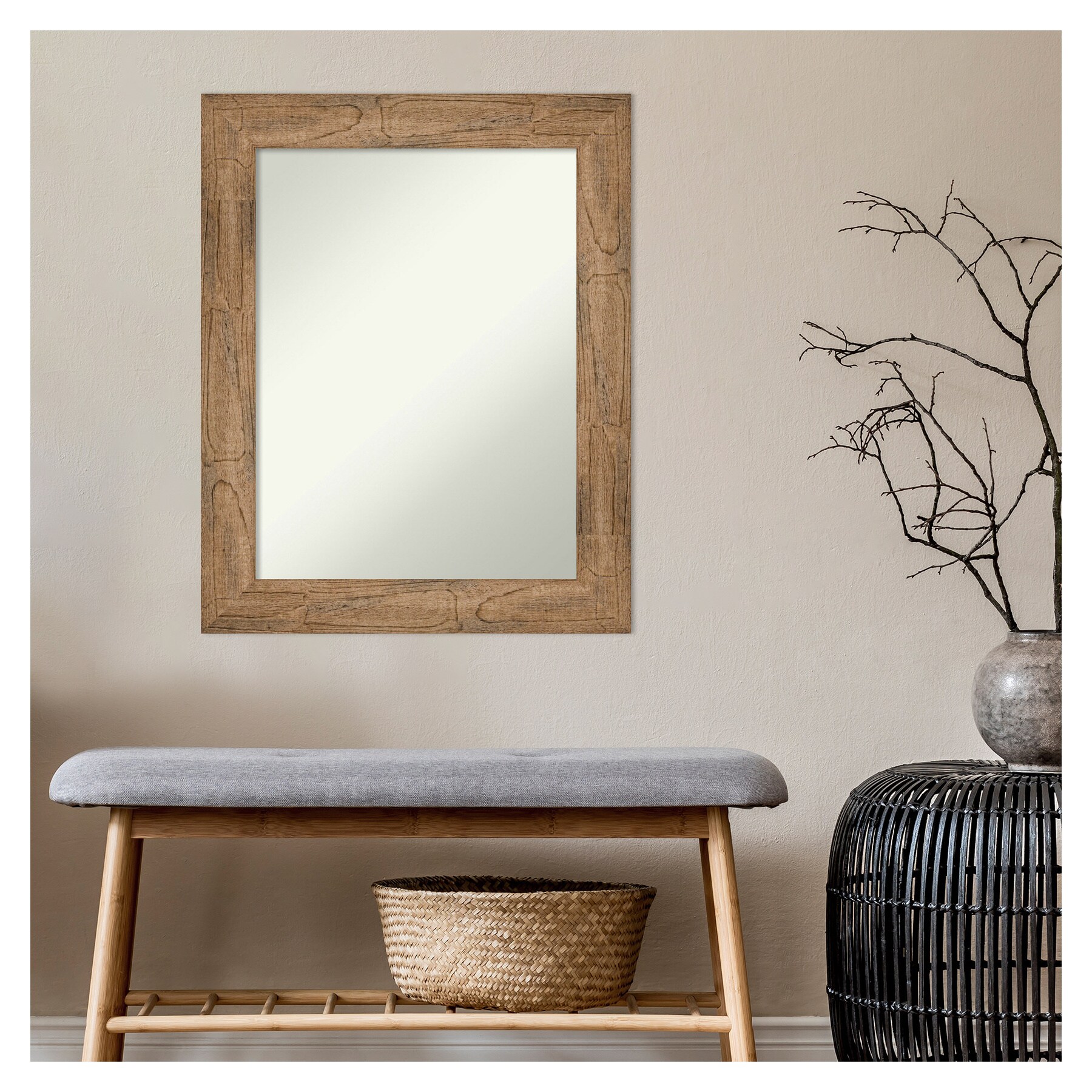 Owl Brown Distressed Wood Rectangular Wall Mirror for Nursery