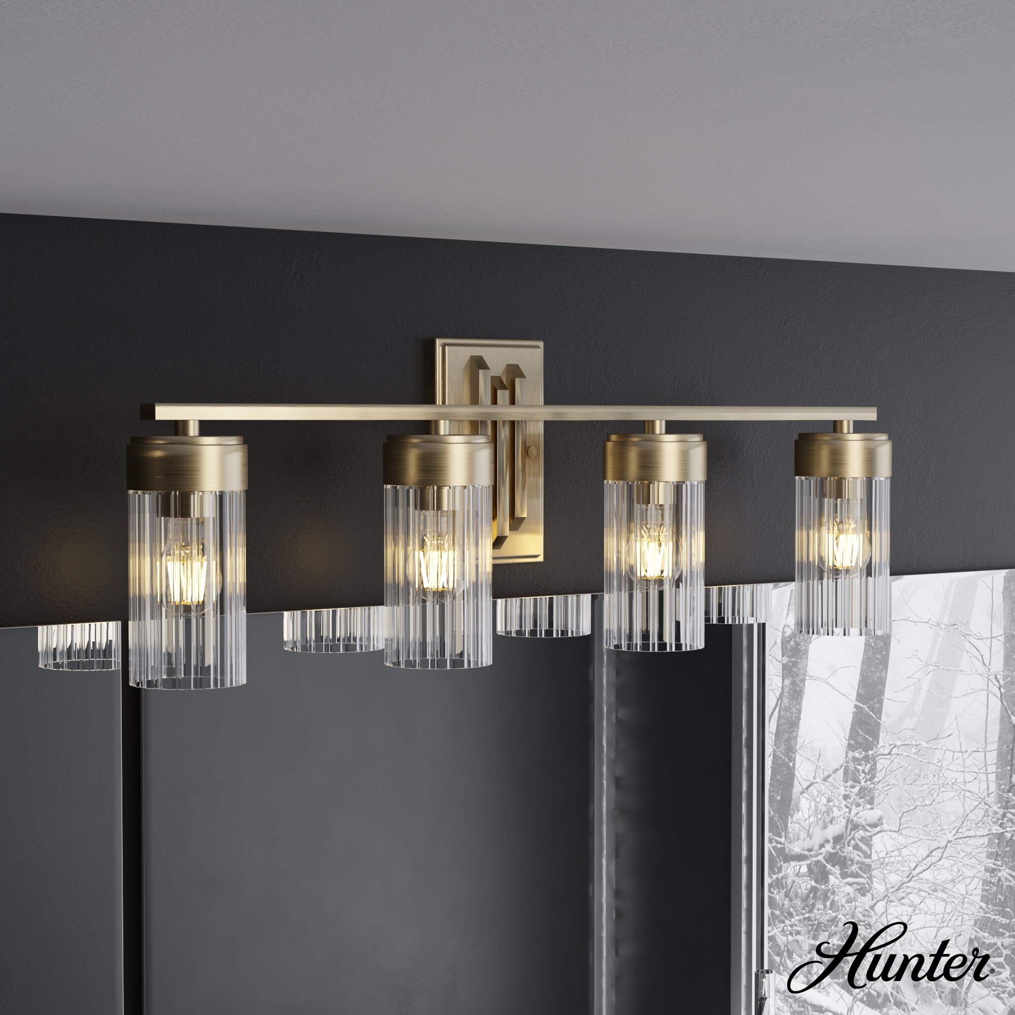 Gatz Alturas Gold 4-Light Fluted Glass Vanity Fixture