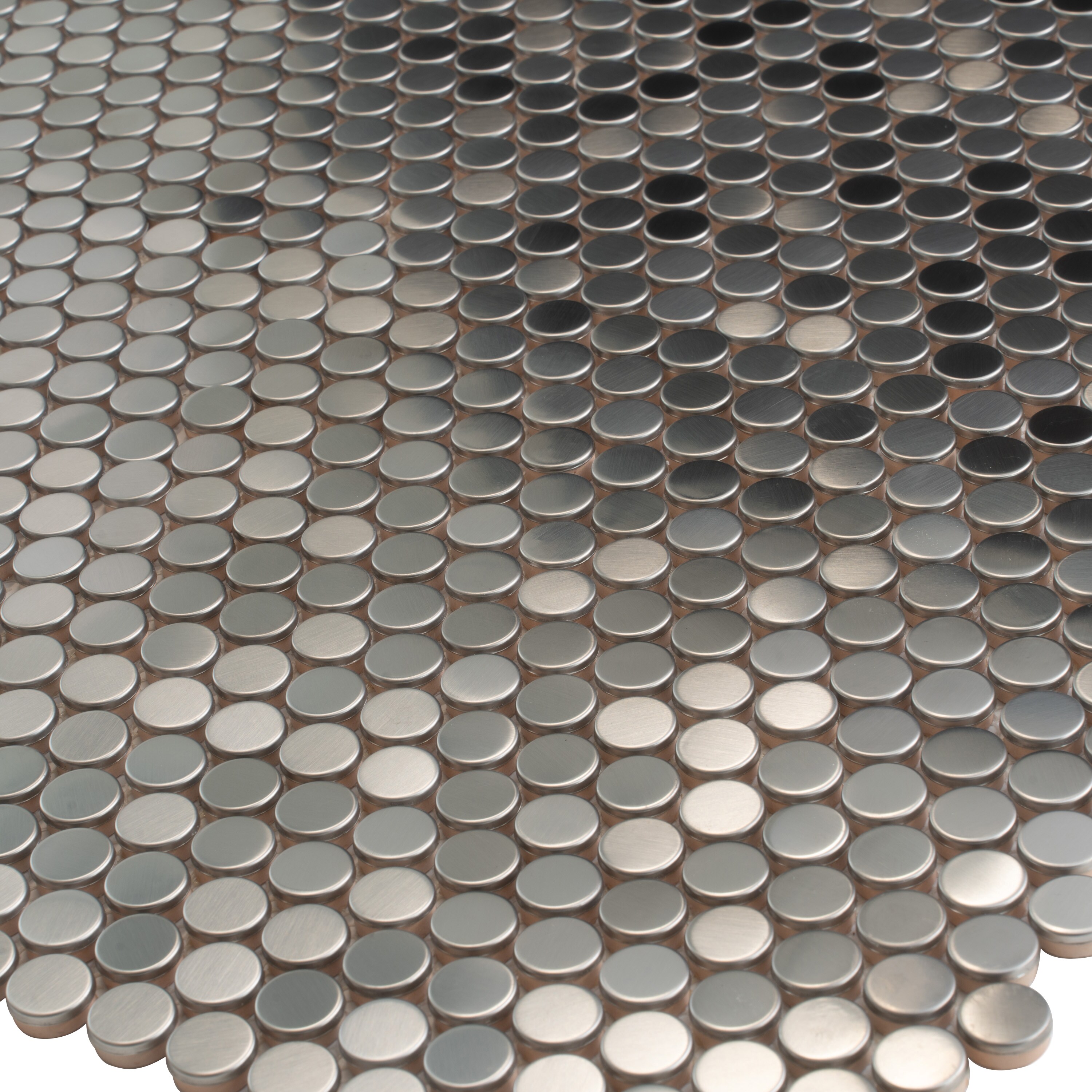 12" x 12" Polished Platinum Metal Penny Round Mosaic Tile