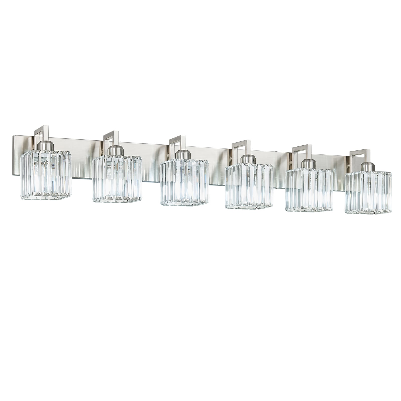 ZHLLMQ Modern 44.09 in 6-Light Sand Nickel Finish Clear Crystal Integrated LED Modern Bathroom Vanity Wall Light