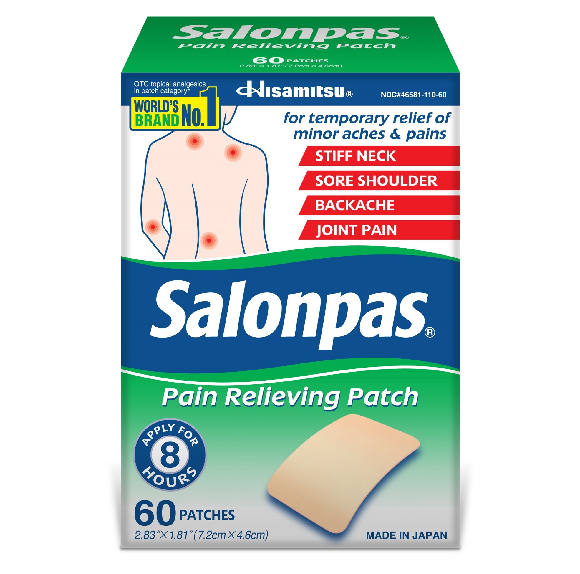 Salonpas MDT11060 60-Count Regular Pain Reliever Patch