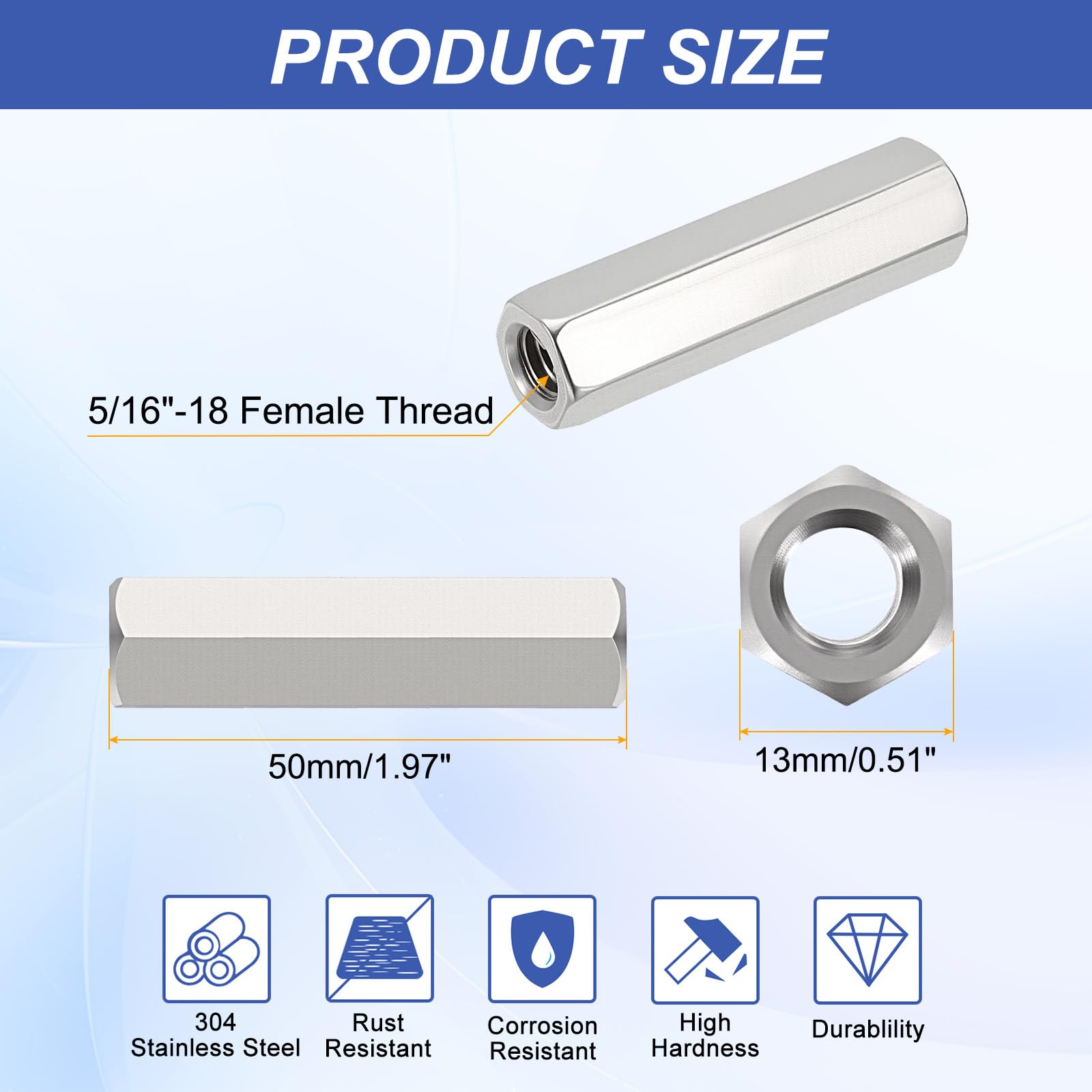 SenQWFa LDC0810Q368 Metric-Coupling-Nuts - View #2