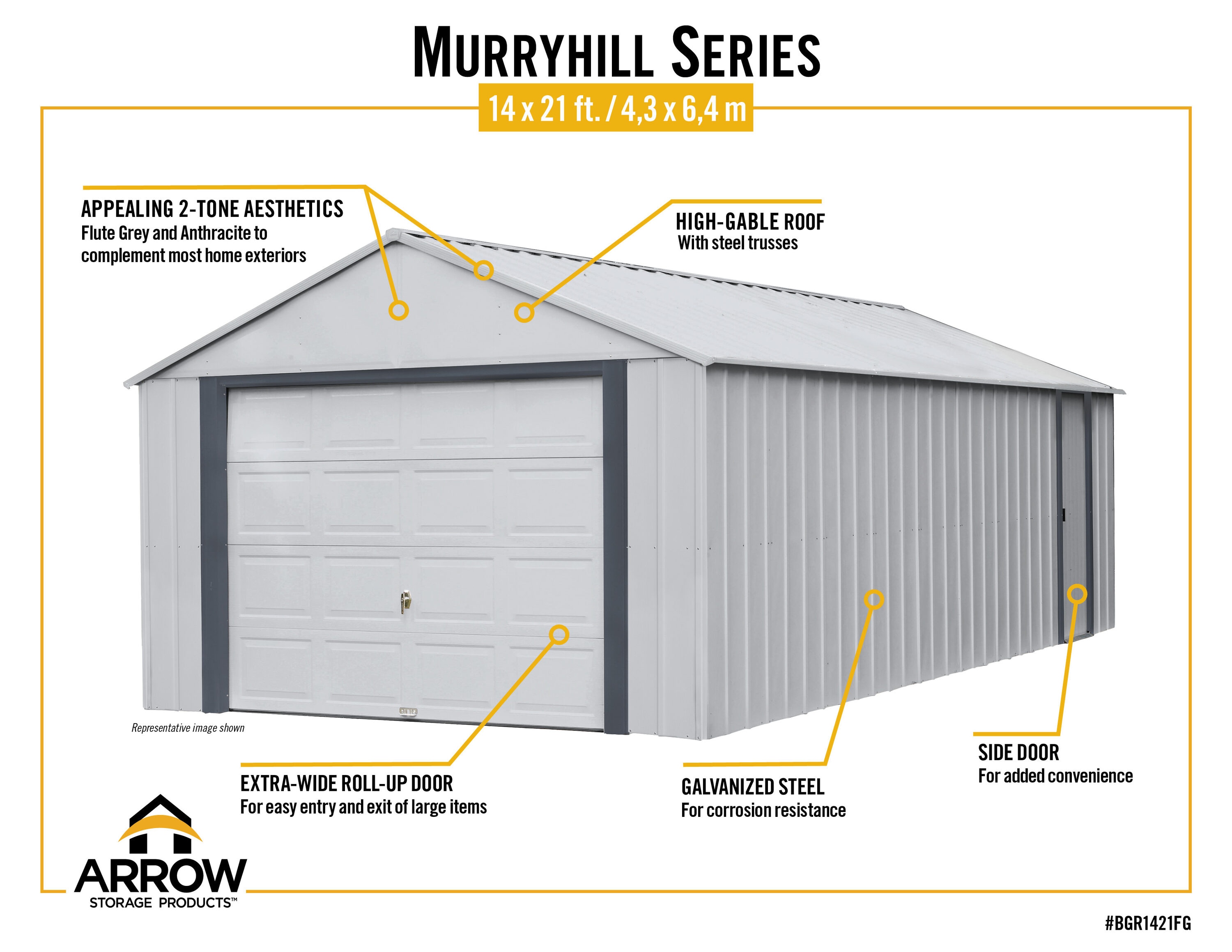 Arrow BGR1421FG Metal-Storage-Buildings-Sheds - View #11