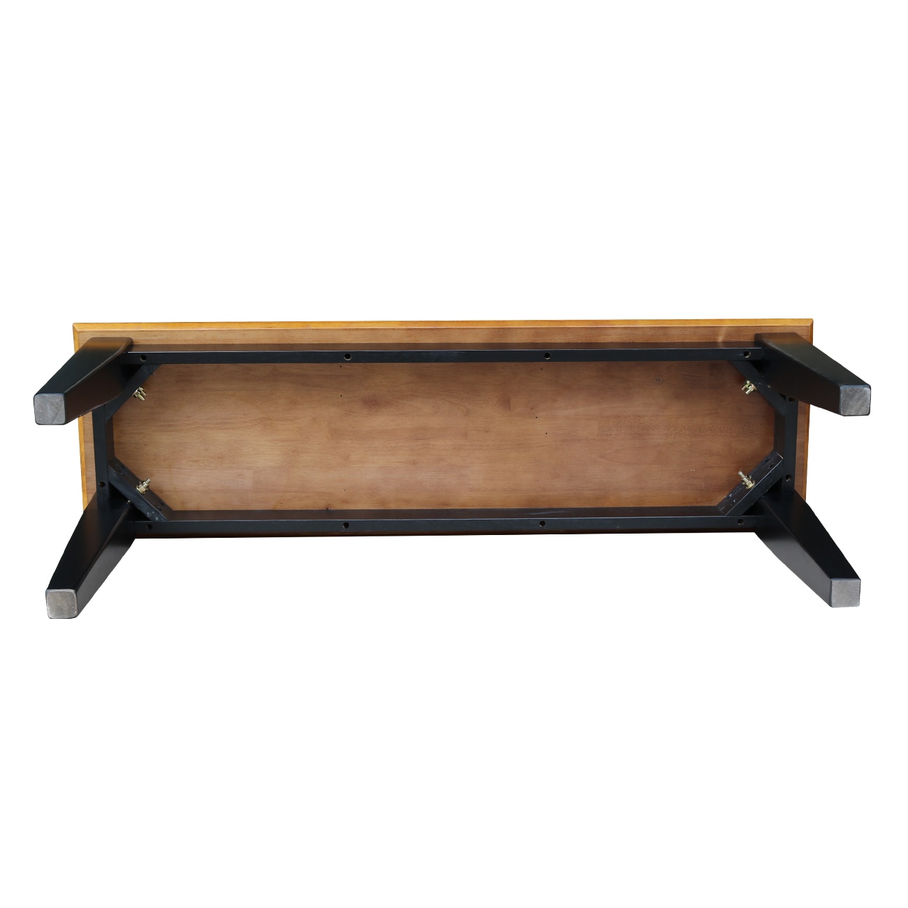 Elegant Shaker-Inspired Dual-Tone Bench in Black and Cherry