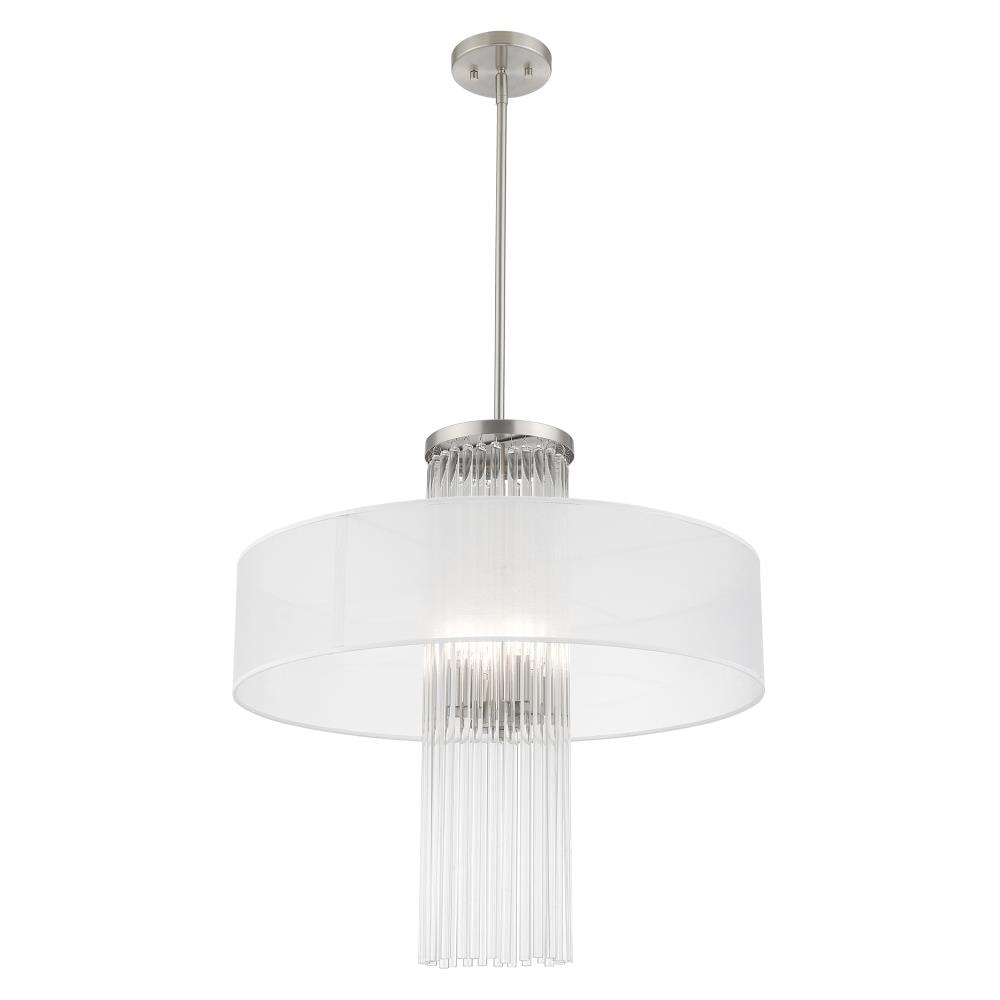 Alexis Elegant 4-Light Brushed Nickel Pendant with Crystal Rods