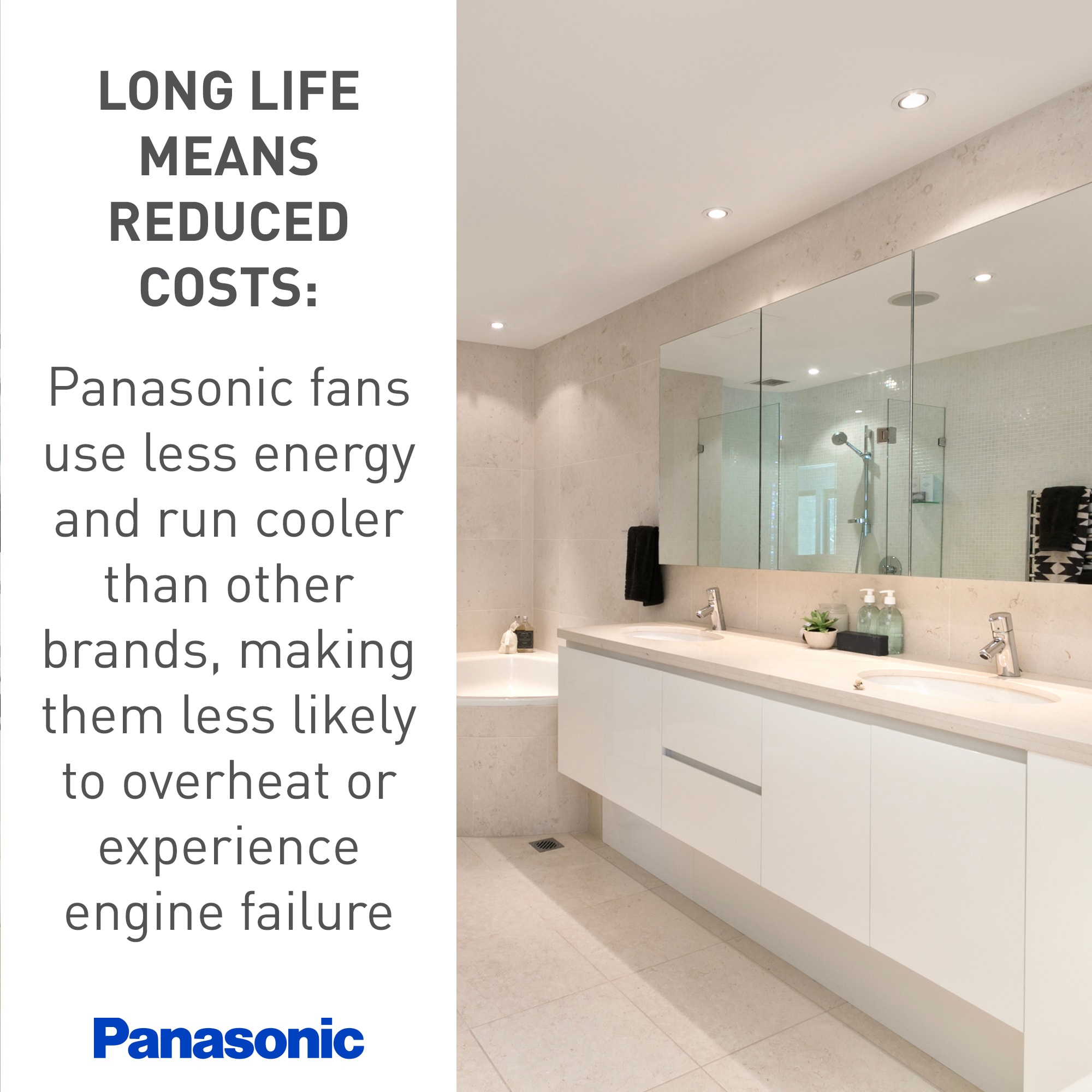 Panasonic WhisperCeiling 2-Sone 290-CFM White Bathroom Fan ENERGY 