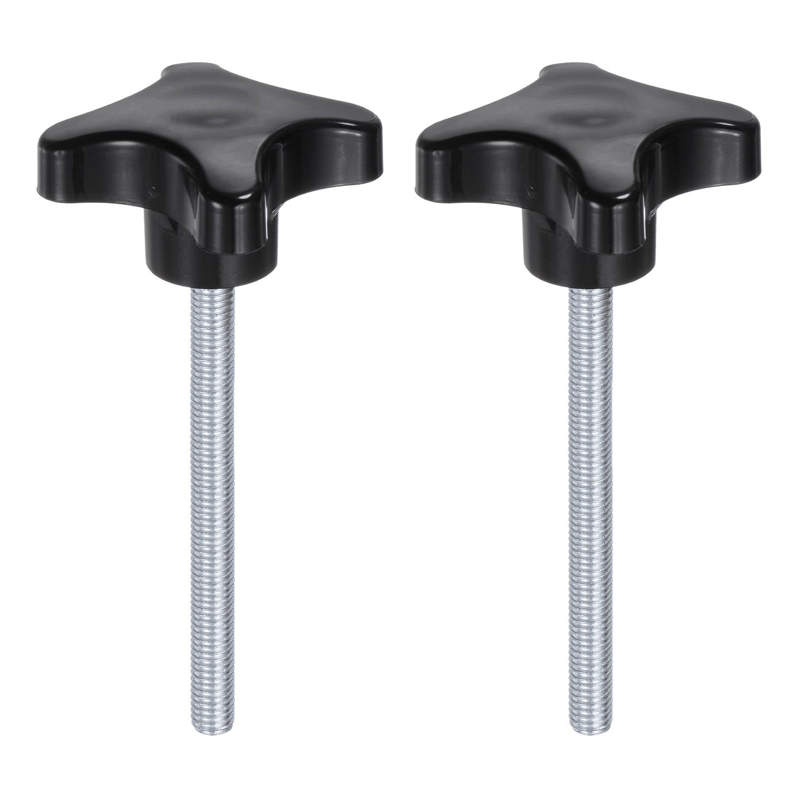 Harfington 2pcs Star Knobs M8 x 90mm Male Thread Plastic 4-Star Stud Knob Hand Tightening Clamping Screw Replacement Threaded Handle Black