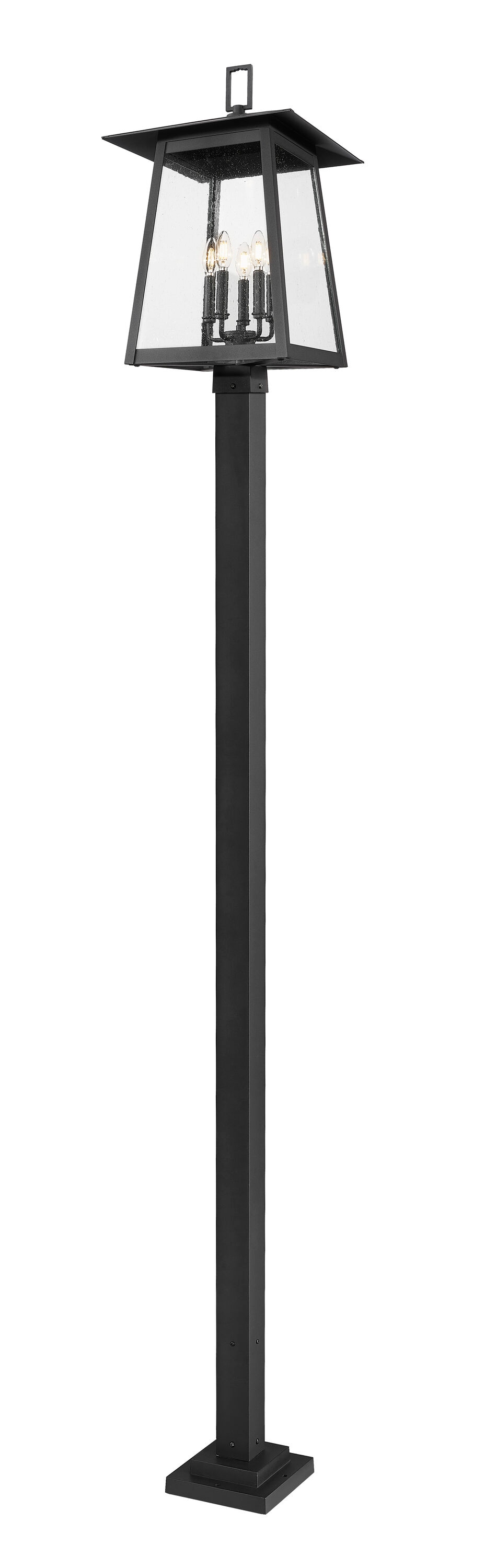 Z-Lite 5015PHXLS-536P-BK Rainer 120-Inches H Black Hardwired LED Incandescent Post light