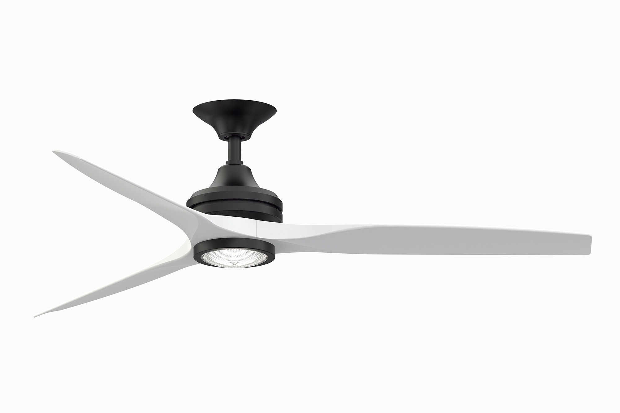 Fanimation FP6721BBL-60MW-LK Spitfire 60-Inches Black with Matte White Blades Integrated LED Fixture Indoor/Outdoor Downrod mount Propeller Ceiling Fan With Light and Remote ( 3 -Blade)