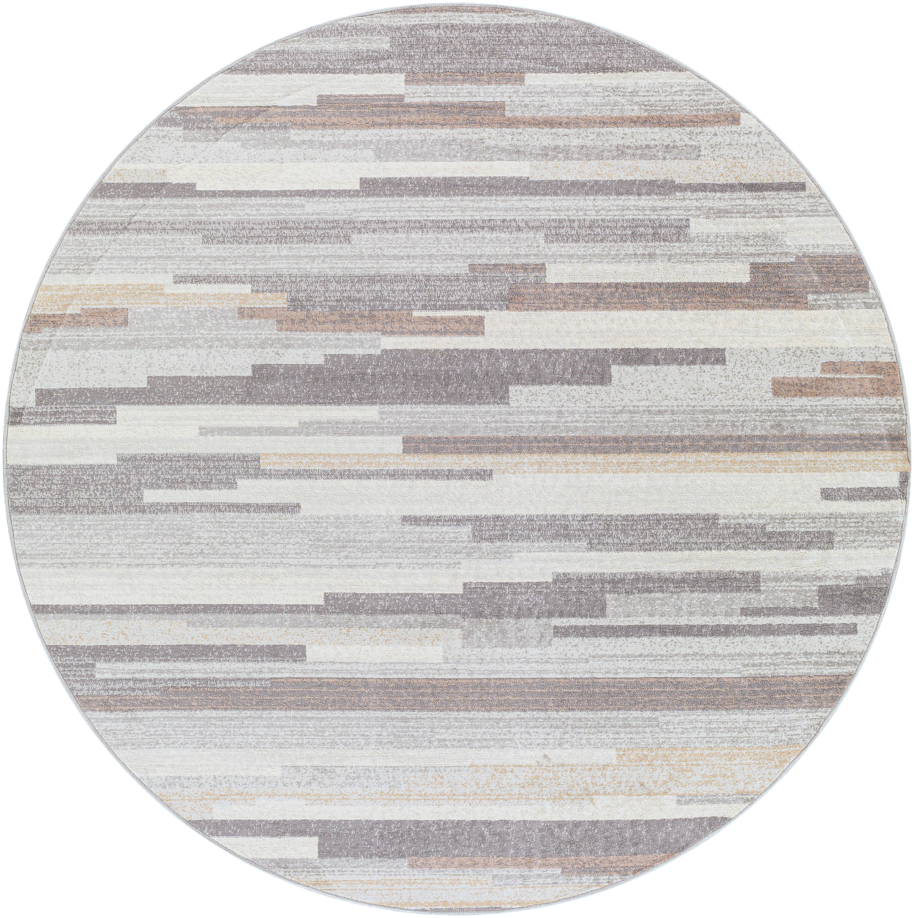 Easy-Care Reversible Gray Synthetic Round 7'10" Rug