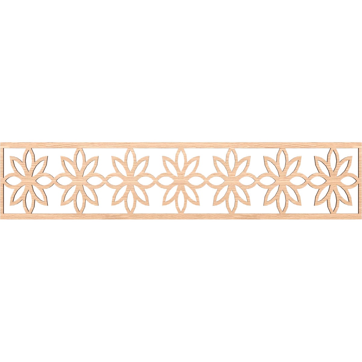 Ekena Millwork MLDA10X46DASRO Daisy Fretwork Flat Trim 10-in x 3.9-ft Red Oak Brown Unfinished 2157176 Pierced Wall Panel Moulding