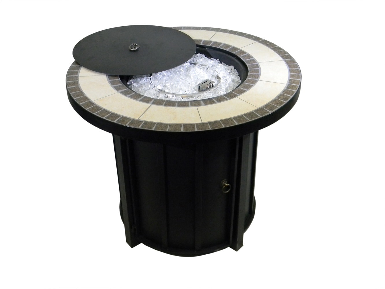 Hiland 30in W Black Steel Round Propane Gas Fire Pit in the Gas Fire