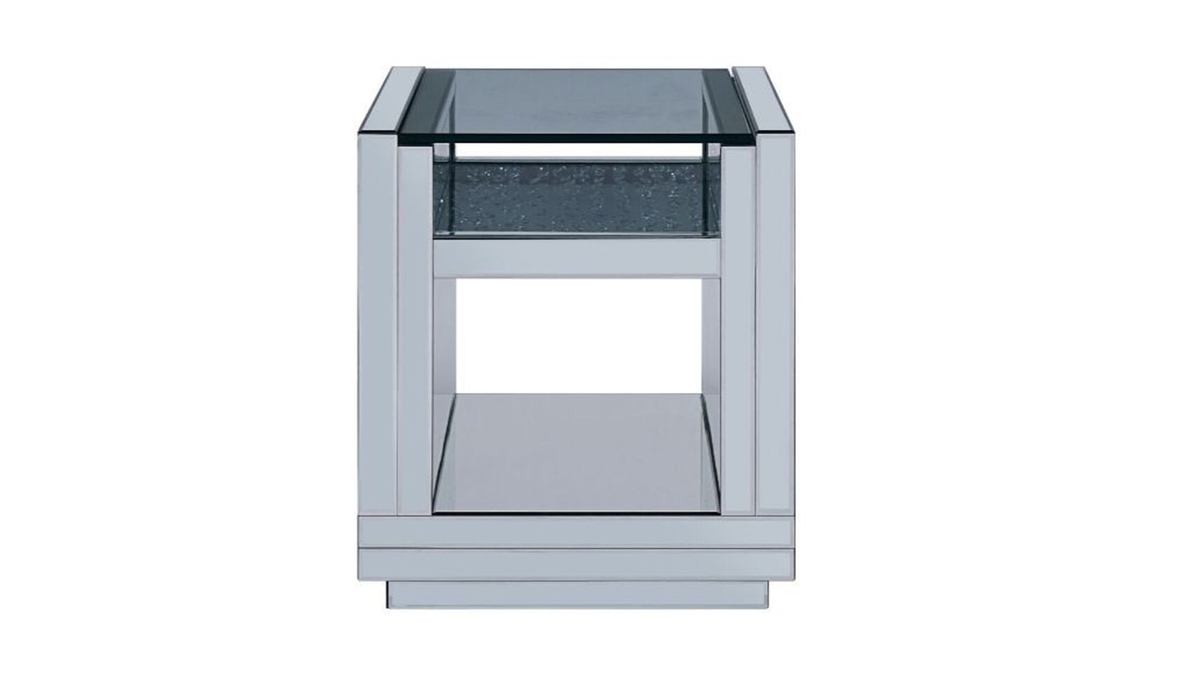 HomeRoots 4000486354 20-Inches W x 24-Inches H Mirrored Faux Crystals Glass Square Modern End Table with Storage Assembly Required
