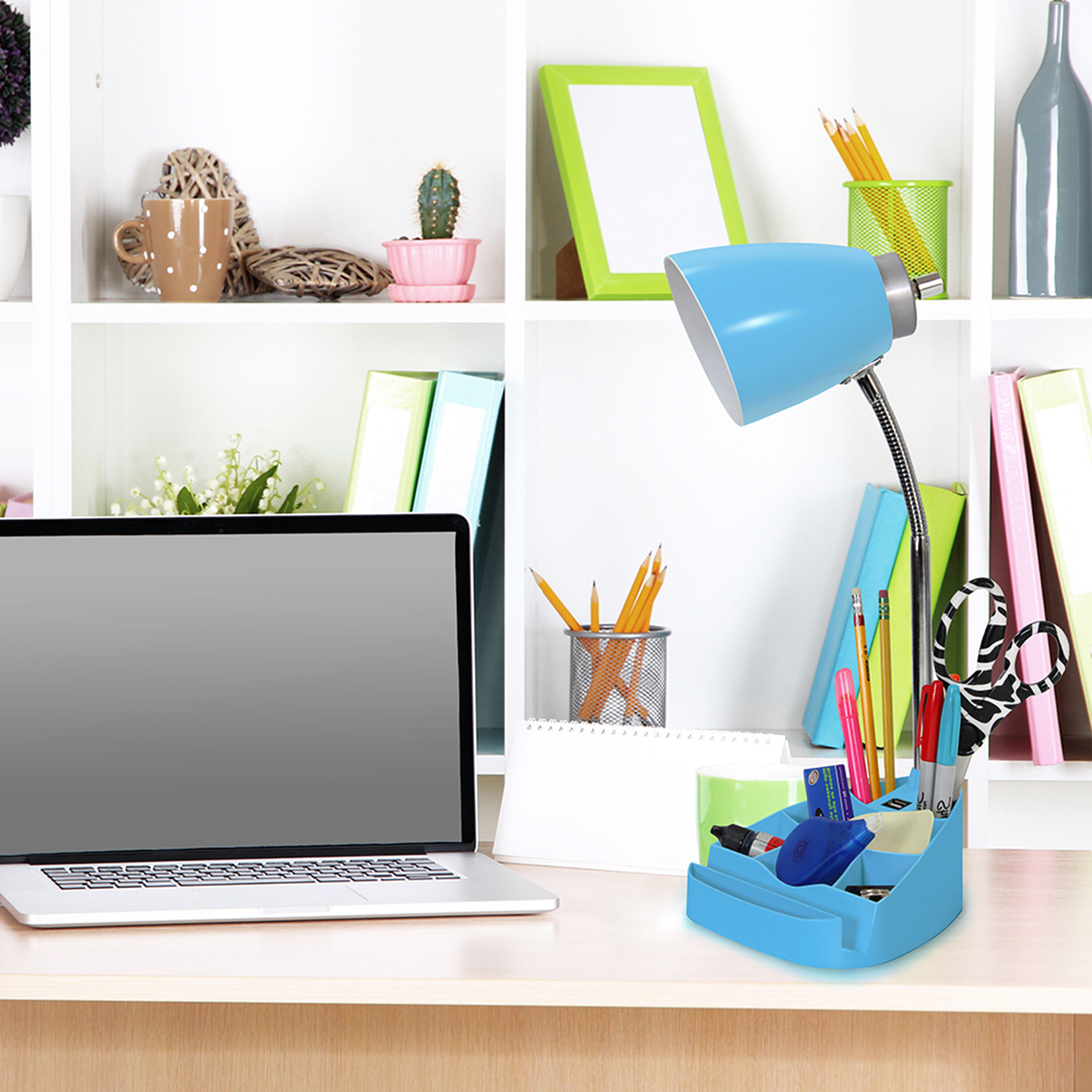 LimeLights LD1056-BLU 18.5-in Blue Swing-arm Desk Lamp with Plastic Shade