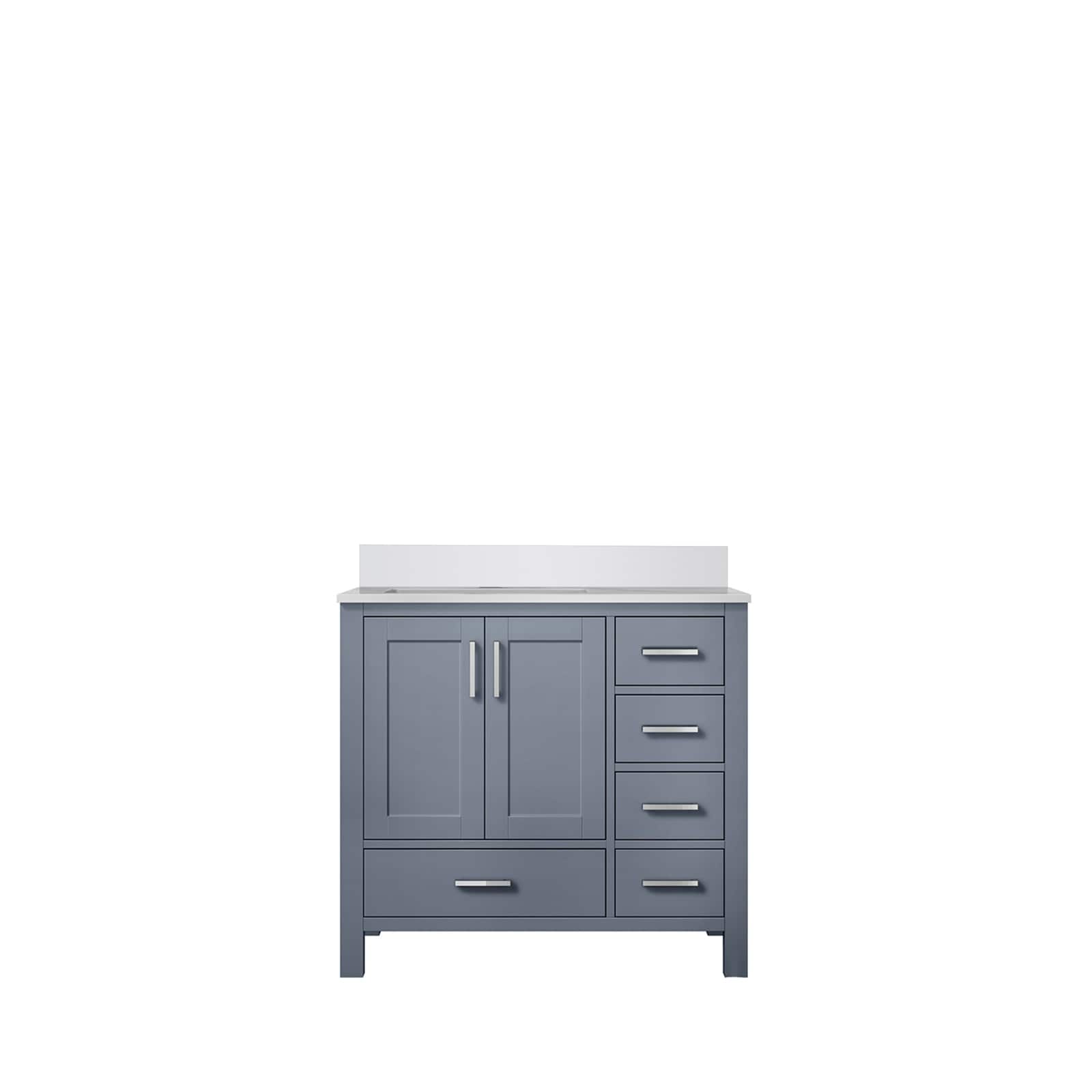 Lexora LVJ36SB300L Jacques 36-in Dark Grey Undermount Single Sink Bathroom Vanity with White Cultured Marble Top