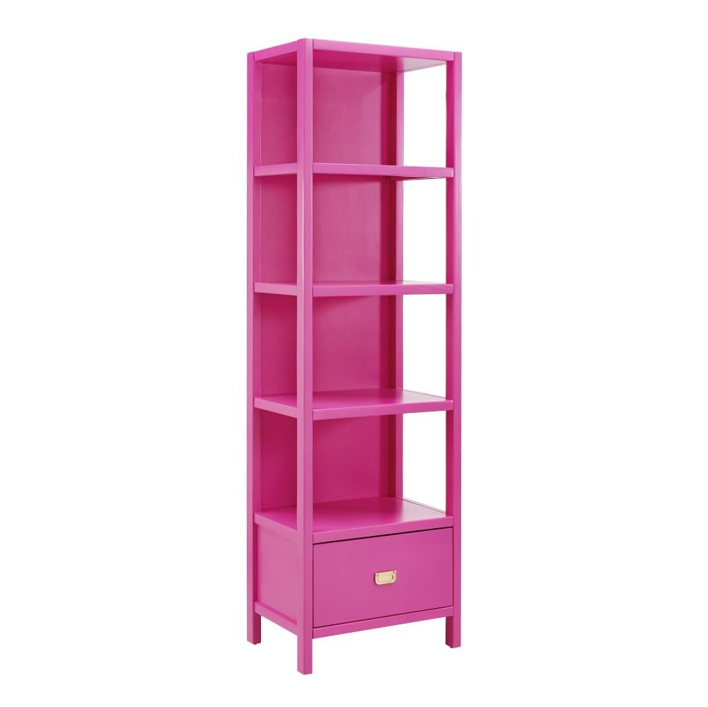 Linon KPG140RSPABU Peggy Raspberry Wood 4-Shelf Floating Bookcase (22-in W x 72.25-in H x 15-in D)
