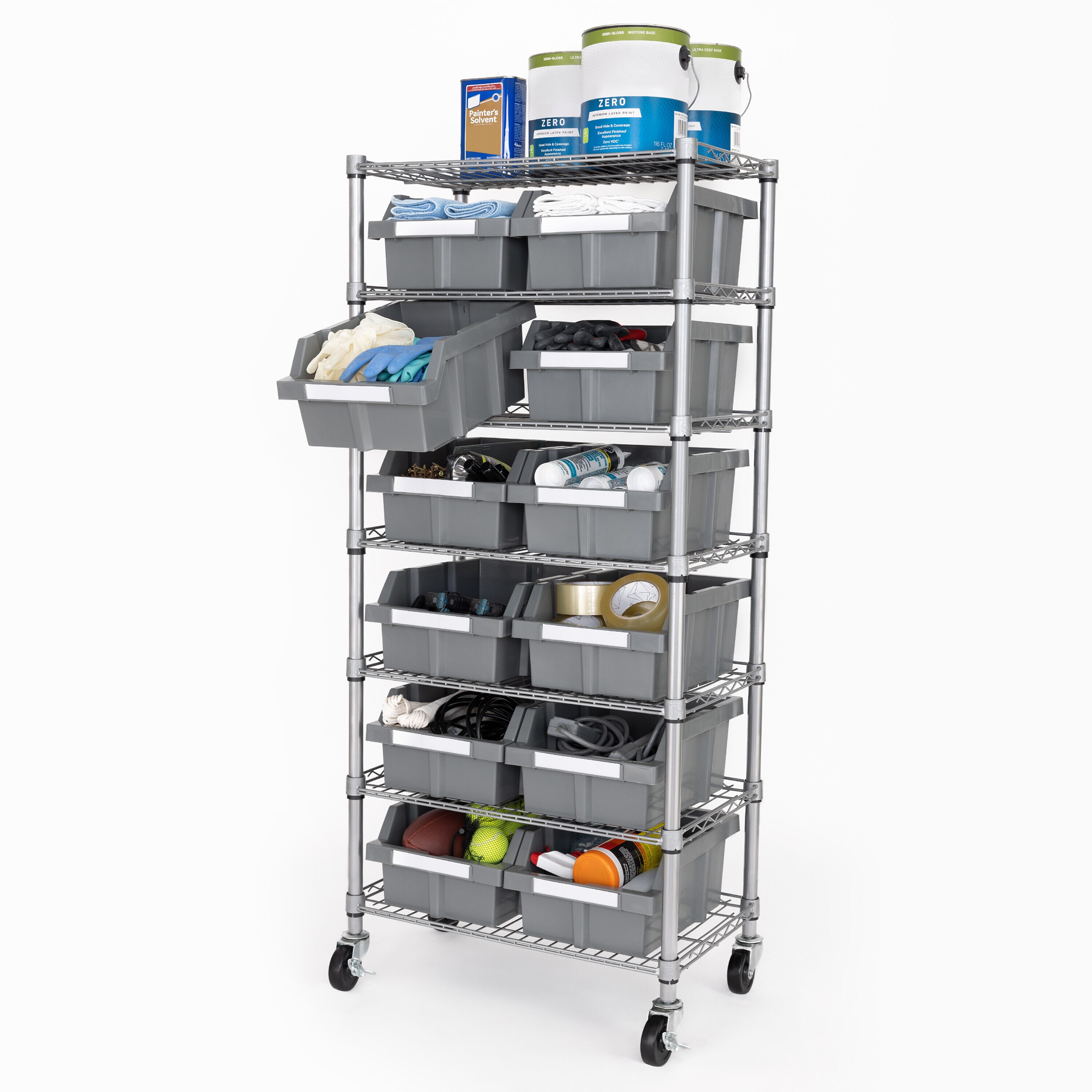 Seville Classics Steel Heavy Duty 7-Tier Utility Shelving Unit (48-in W x  14-in D x 52.5-in H), Chrome in the Freestanding Shelving Units department  at