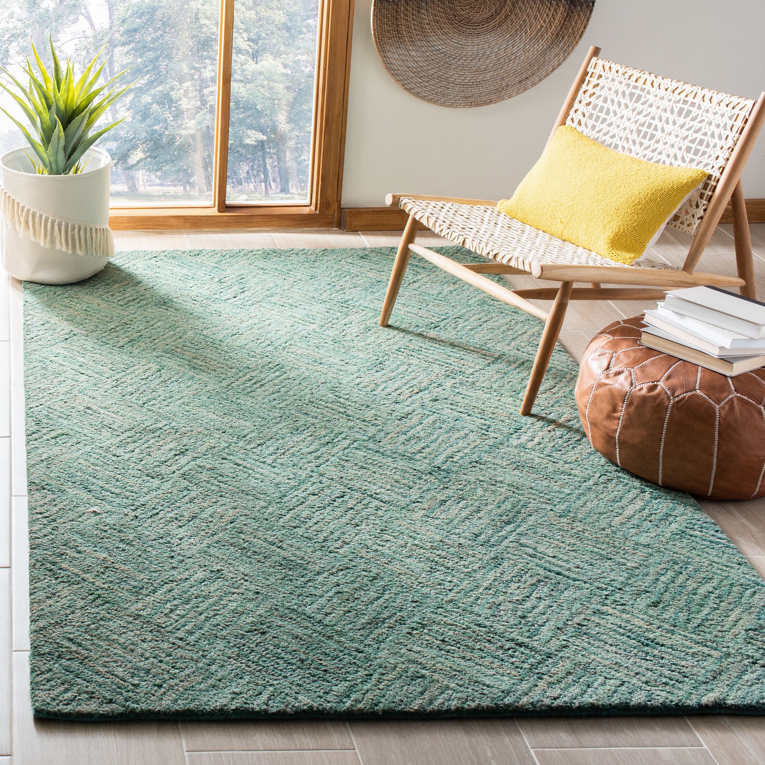 Mint Green Boho Runner Rug with Tassels Long Light Green Bath Mat